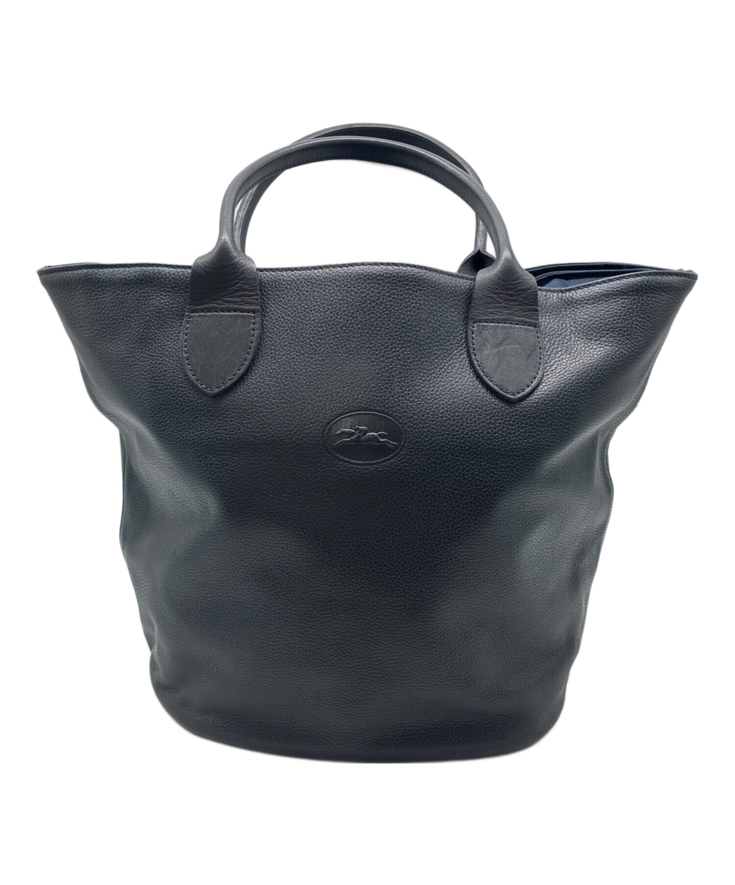 中古・古着通販】LONGCHAMP (ロンシャン) レザートートバッグ ネイビー 
