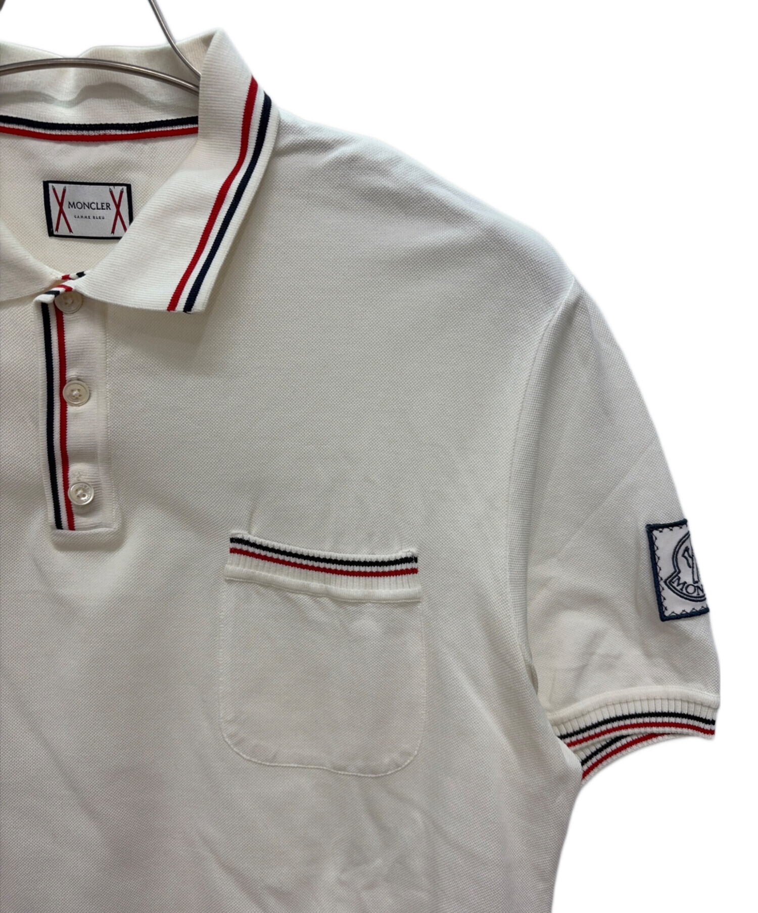 中古・古着通販】MONCLER (モンクレール) ポロシャツ ホワイト サイズ