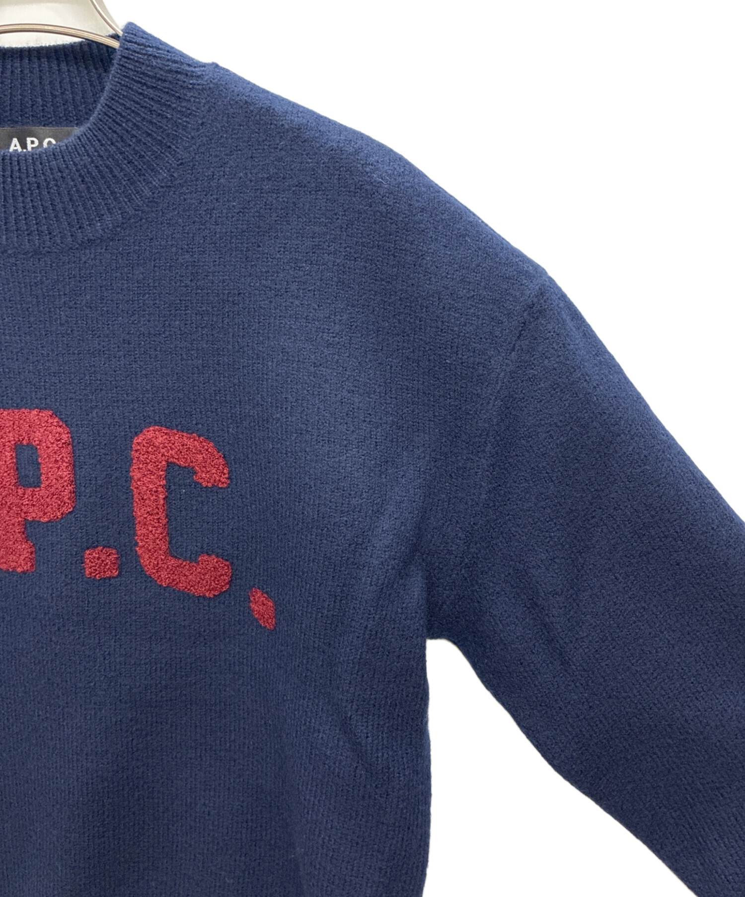 中古・古着通販】A.P.C. (アーペーセー) ウールロゴニット ネイビー