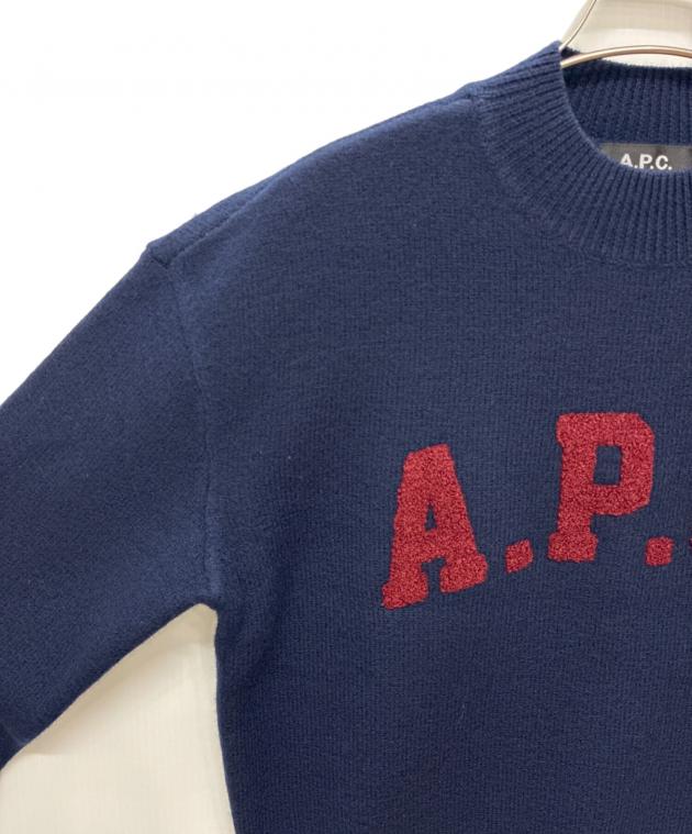 中古・古着通販】A.P.C. (アーペーセー) ウールロゴニット ネイビー