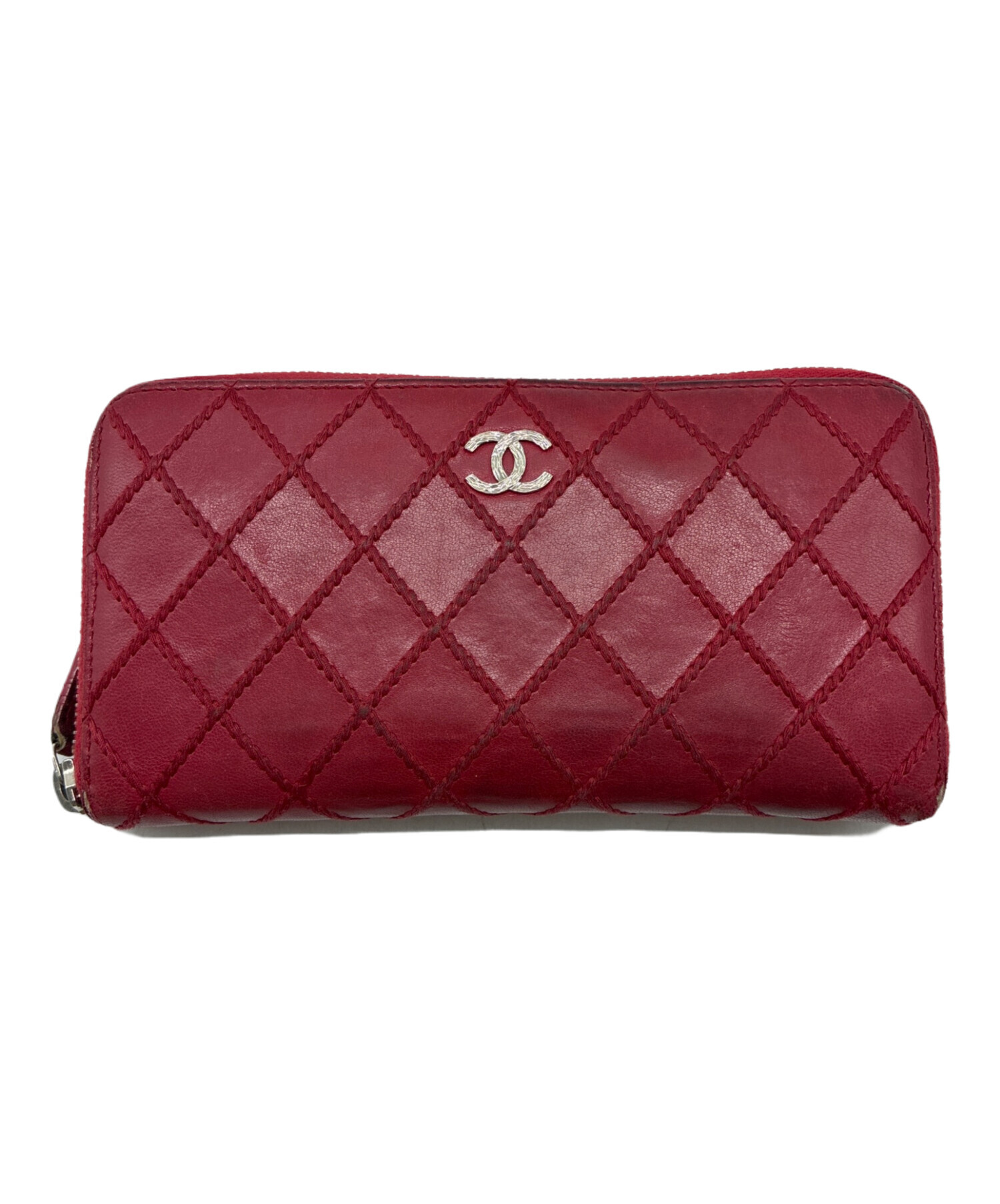 CHANEL 長財布 レッド 中古・古着通販】CHANEL (シャネル) 長財布 レッド｜ブランド・古着