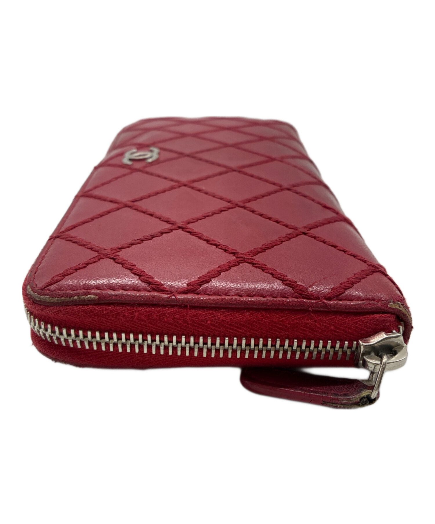ジャンク品　シャネル　CHANEL 財布 中古・古着通販】CHANEL (シャネル) 長財布 レッド｜ブランド・古着