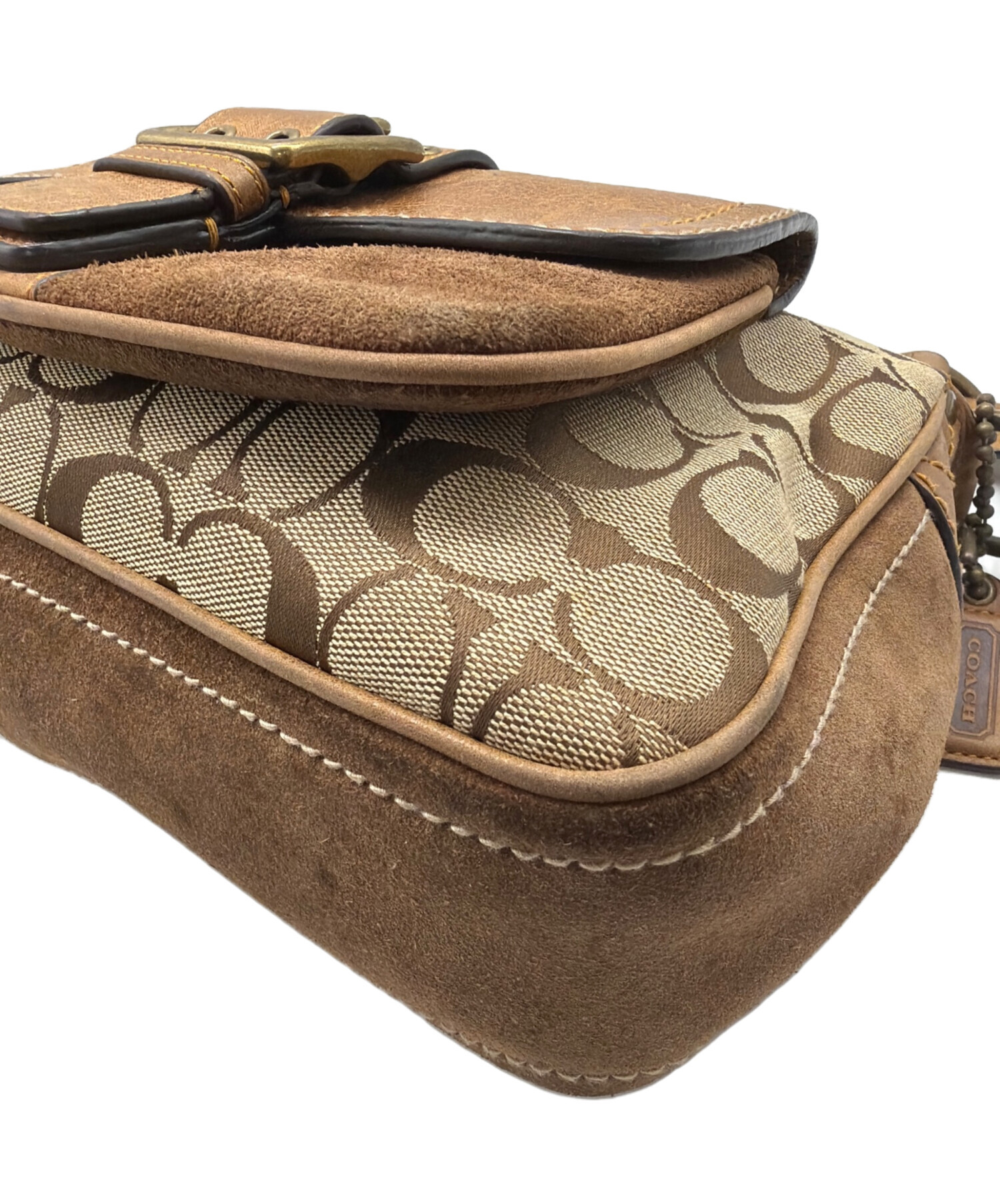 COACH ミニシグネチャー ワンショルダーバッグ ベージュ 中古 中古・古着通販】COACH (コーチ) シグネチャー ワンショルダーバッグ