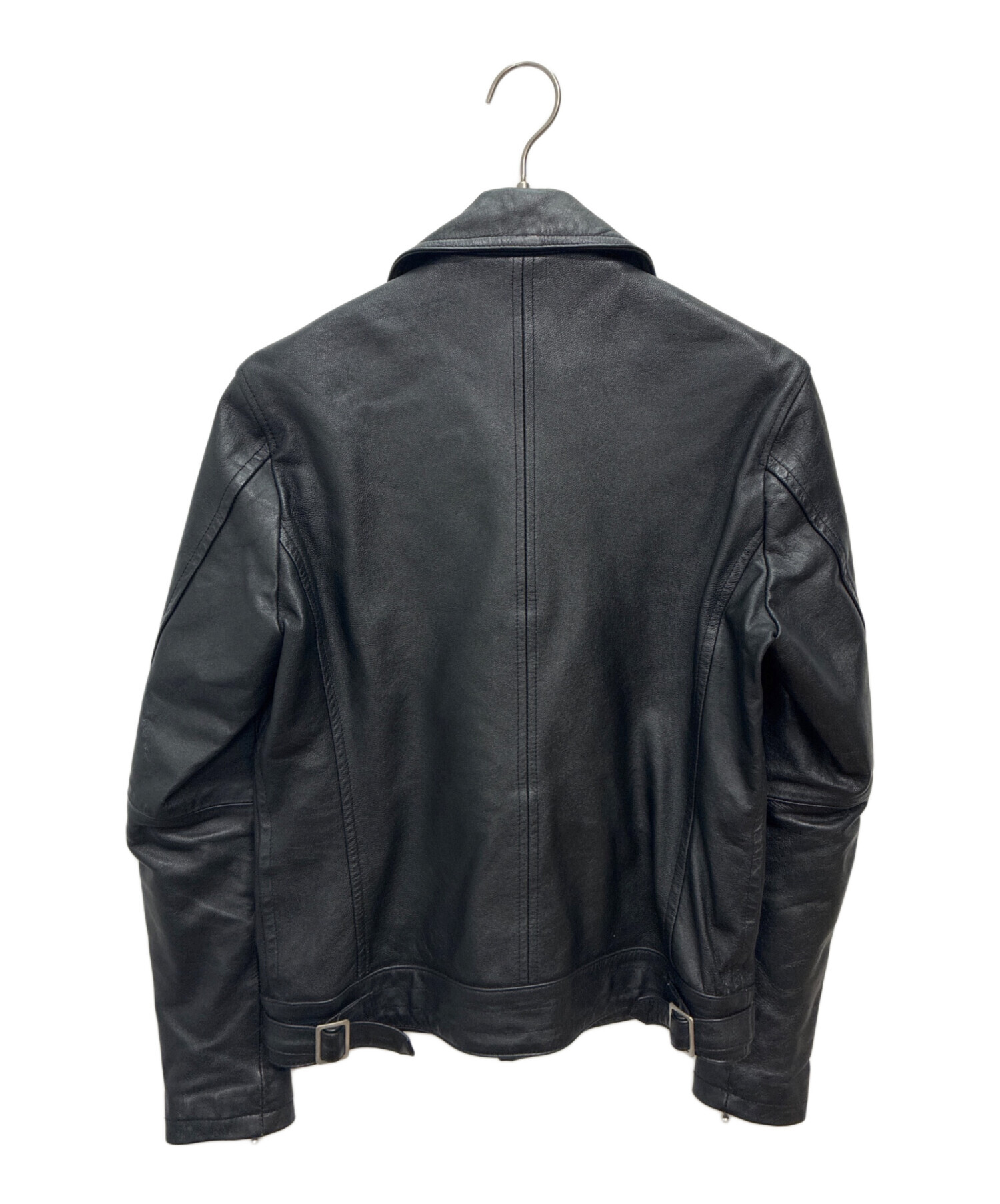 ジャックローズ ヴィンテージ 加工 ライダース ブラック レザー 山羊革 中古・古着通販】JACKROSE (ジャックローズ) 山羊革 レザーライダース