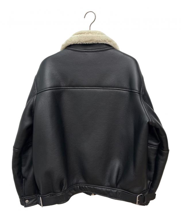 値下げ　ZARA ブルゾン　フェイク　ムートン　ジャケット L　 黒　ザラ 中古・古着通販】ZARA (ザラ) フェイクレザームートンジャケット