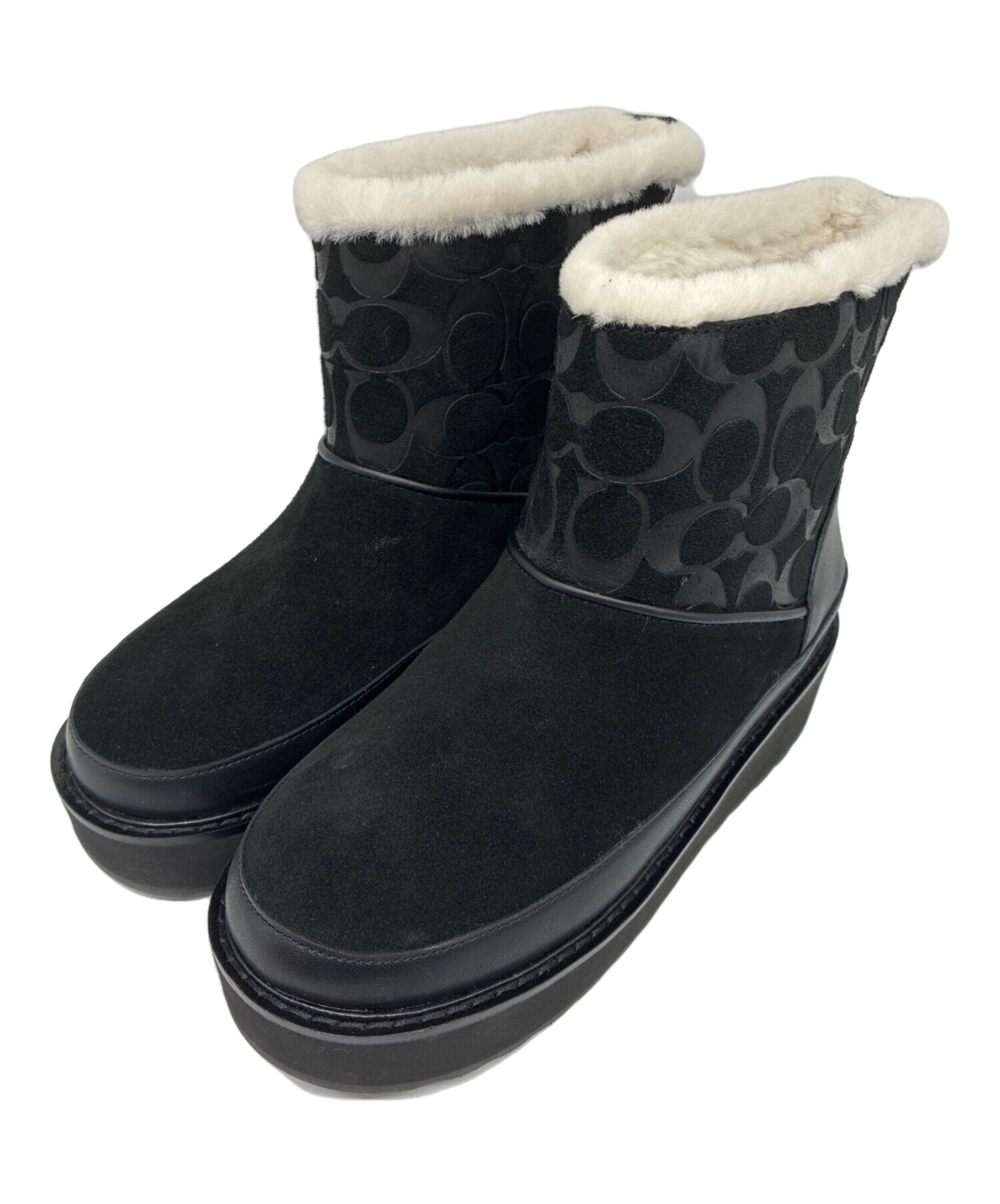 COACH ムートンブーツ 中古・古着通販】COACH (コーチ) INDI SUEDE BOOTIE シグネチャー