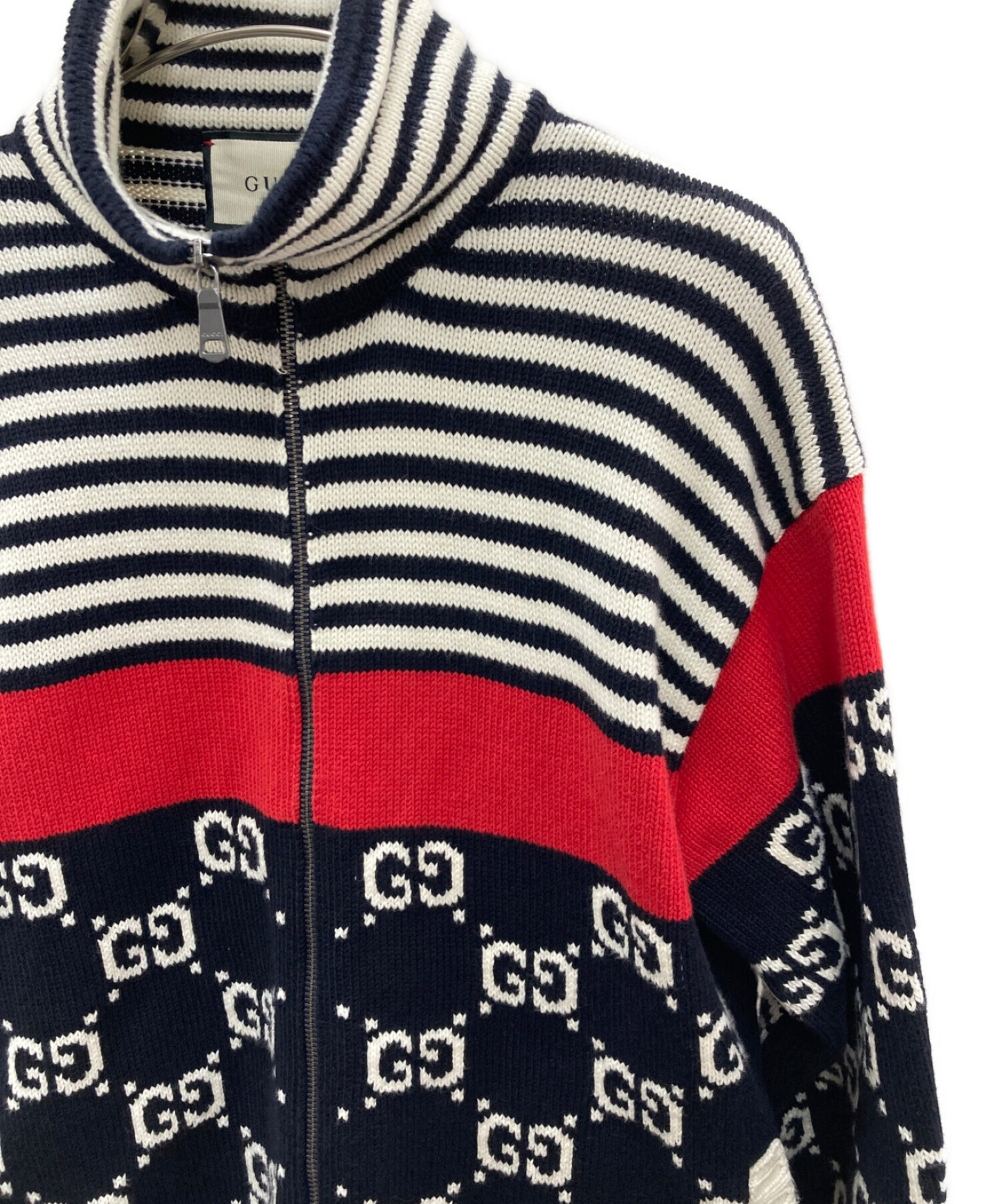 中古・古着通販】GUCCI (グッチ) ジップアップカーディガン ネイビー