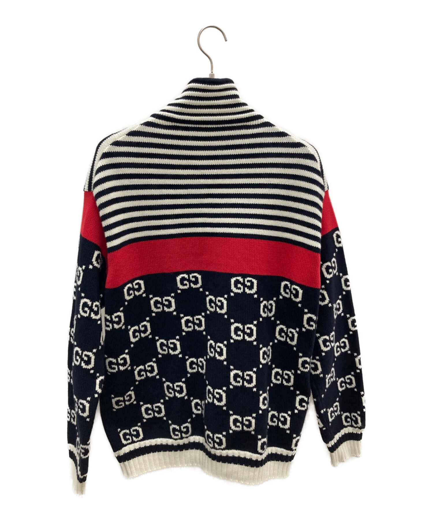 中古・古着通販】GUCCI (グッチ) ジップアップカーディガン ネイビー