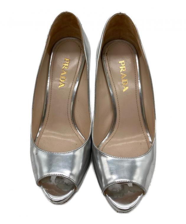 中古・古着通販】PRADA (プラダ) オープントゥーパンプス シルバー