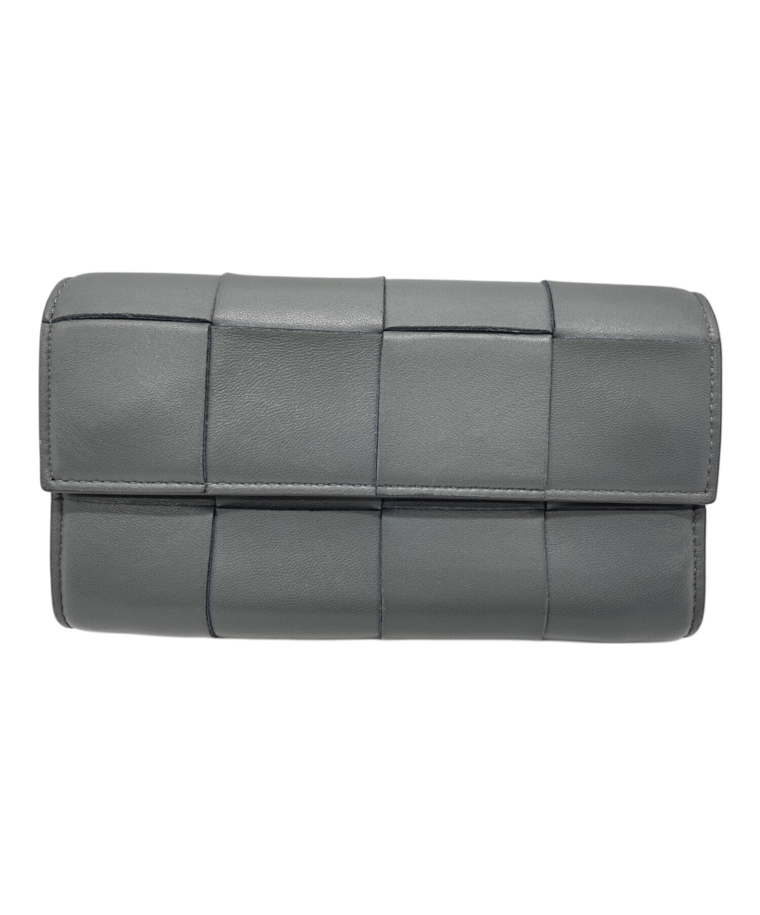 中古・古着通販】BOTTEGA VENETA (ボッテガベネタ) 長財布 グレー 