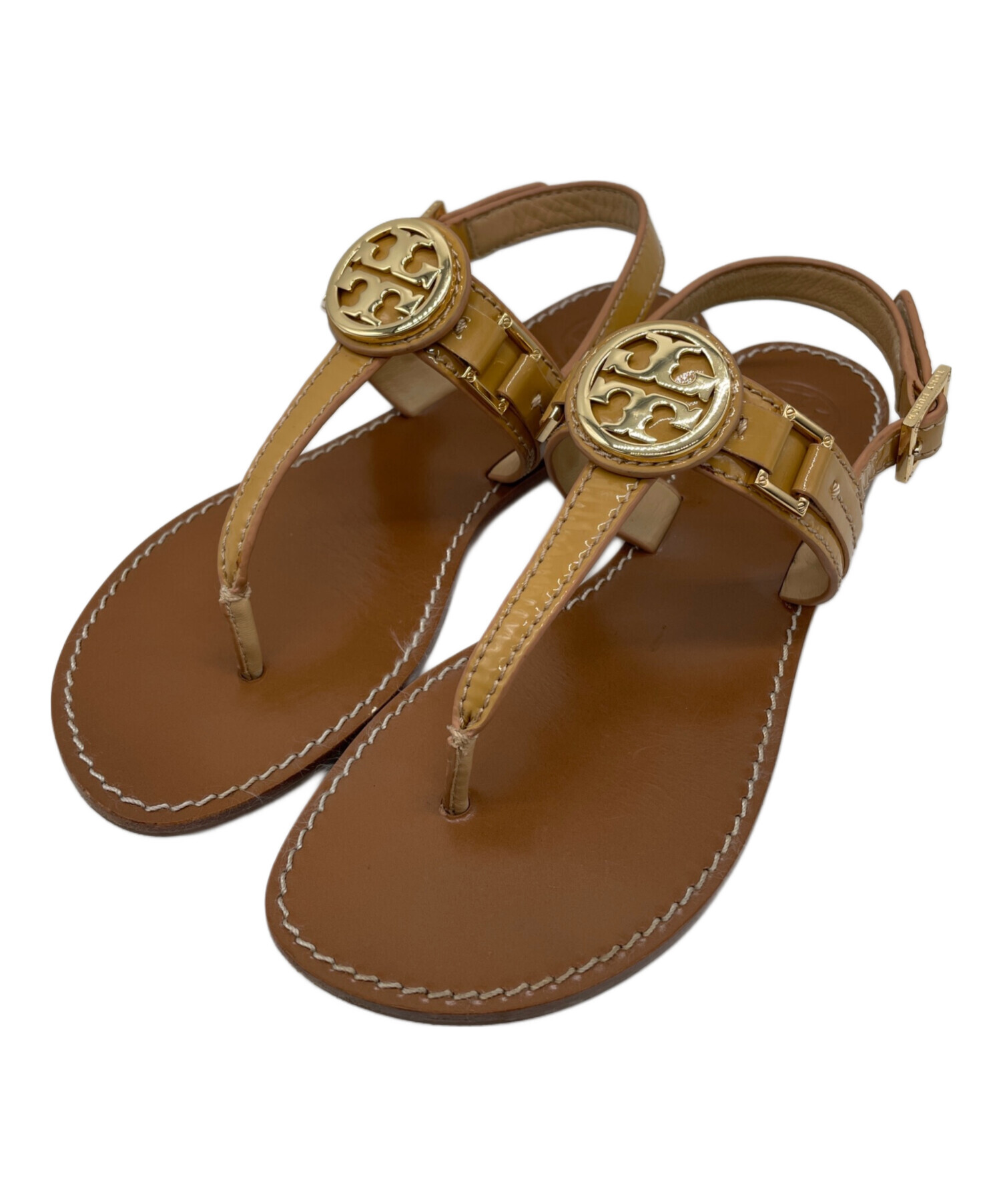 TORY BURCH トリーバーチ　ベージュ ブラウン　サンダル ウッド 中古・古着通販】TORY BURCH (トリーバーチ) サンダル ブラウン サイズ