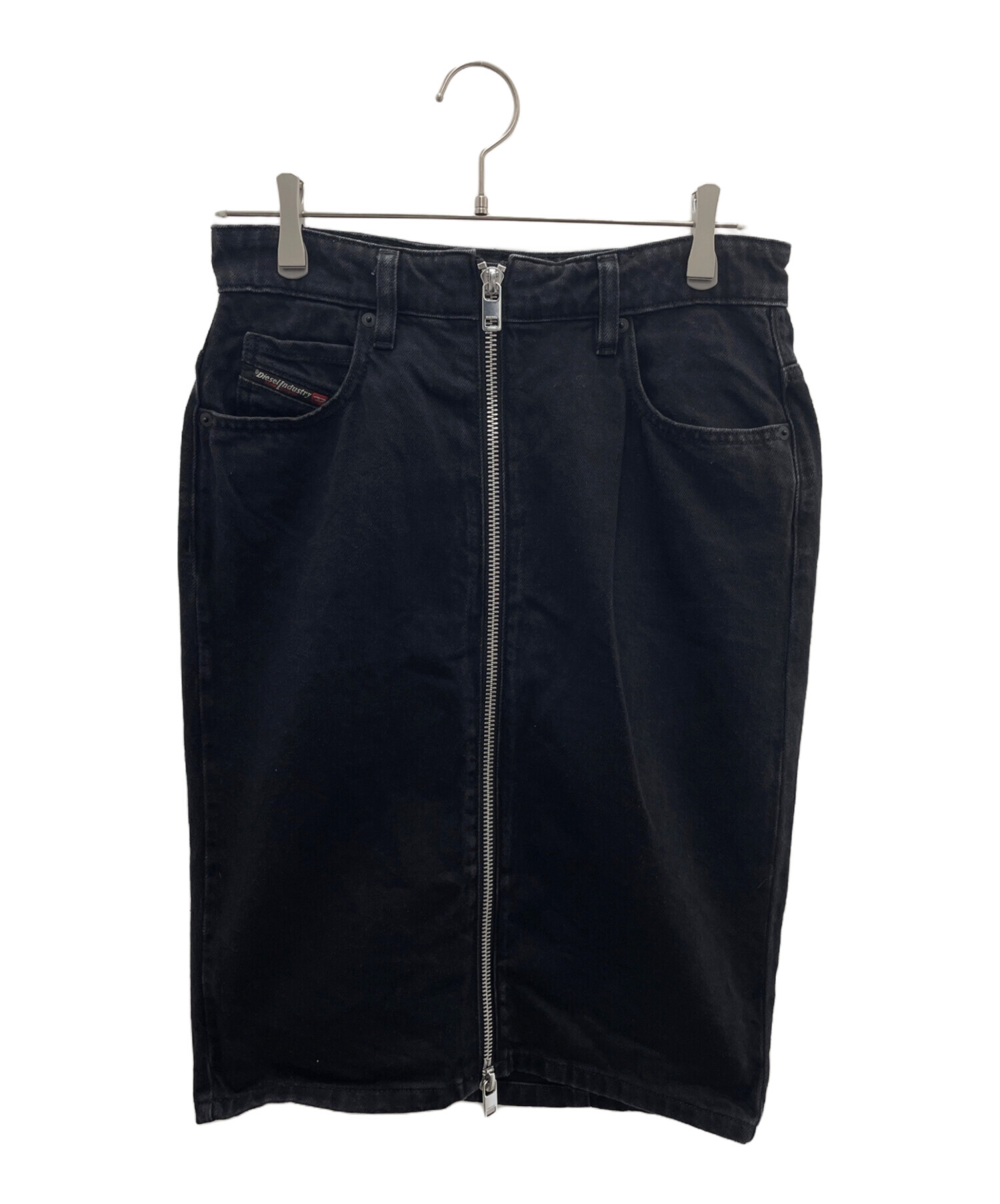 美品　DIESEL ディーゼル デニム シースルレイヤードスカート 中古・古着通販】DIESEL (ディーゼル) デニムスカート ブラック サイズ