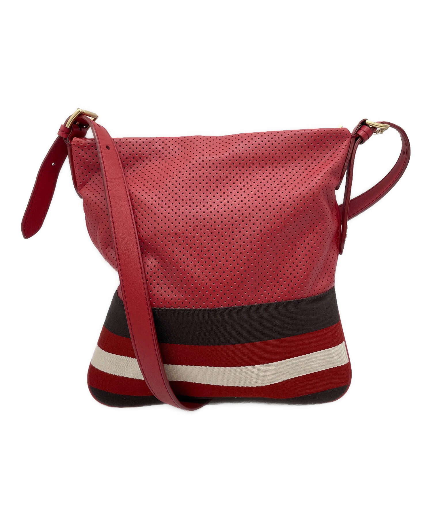 中古・古着通販】BALLY (バリー) パンチングショルダーバッグ レッド 