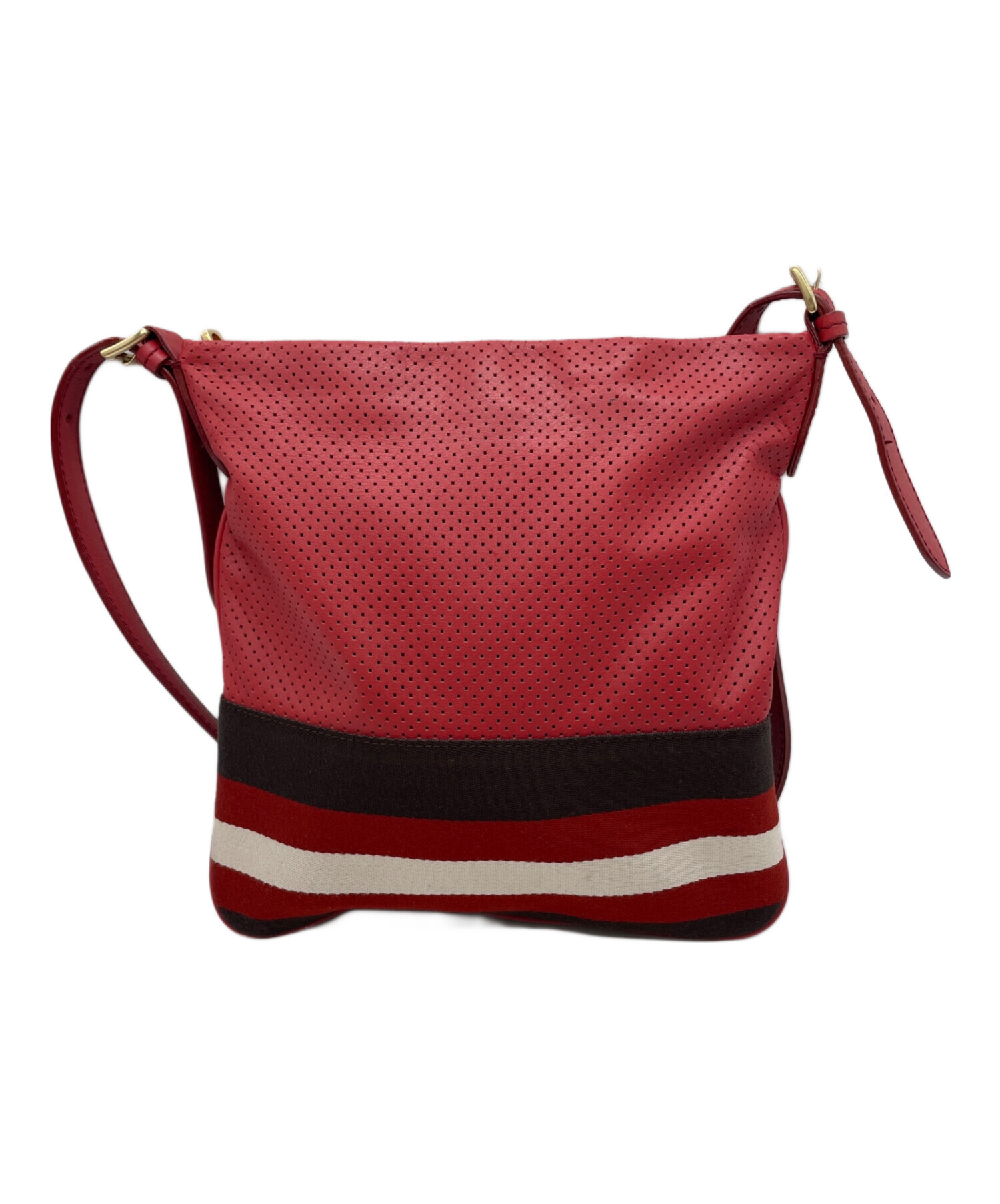 中古・古着通販】BALLY (バリー) パンチングショルダーバッグ レッド