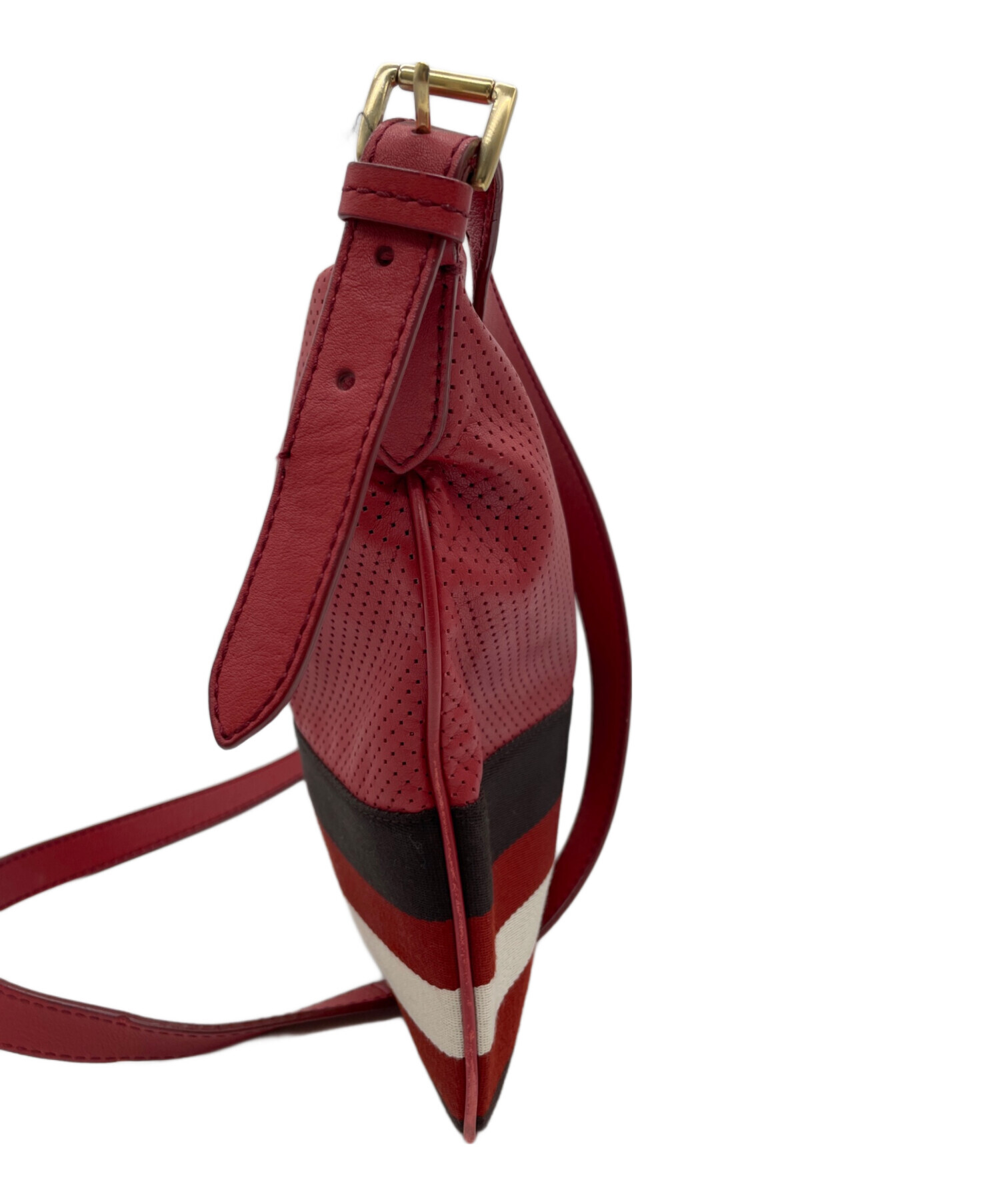 中古・古着通販】BALLY (バリー) パンチングショルダーバッグ レッド