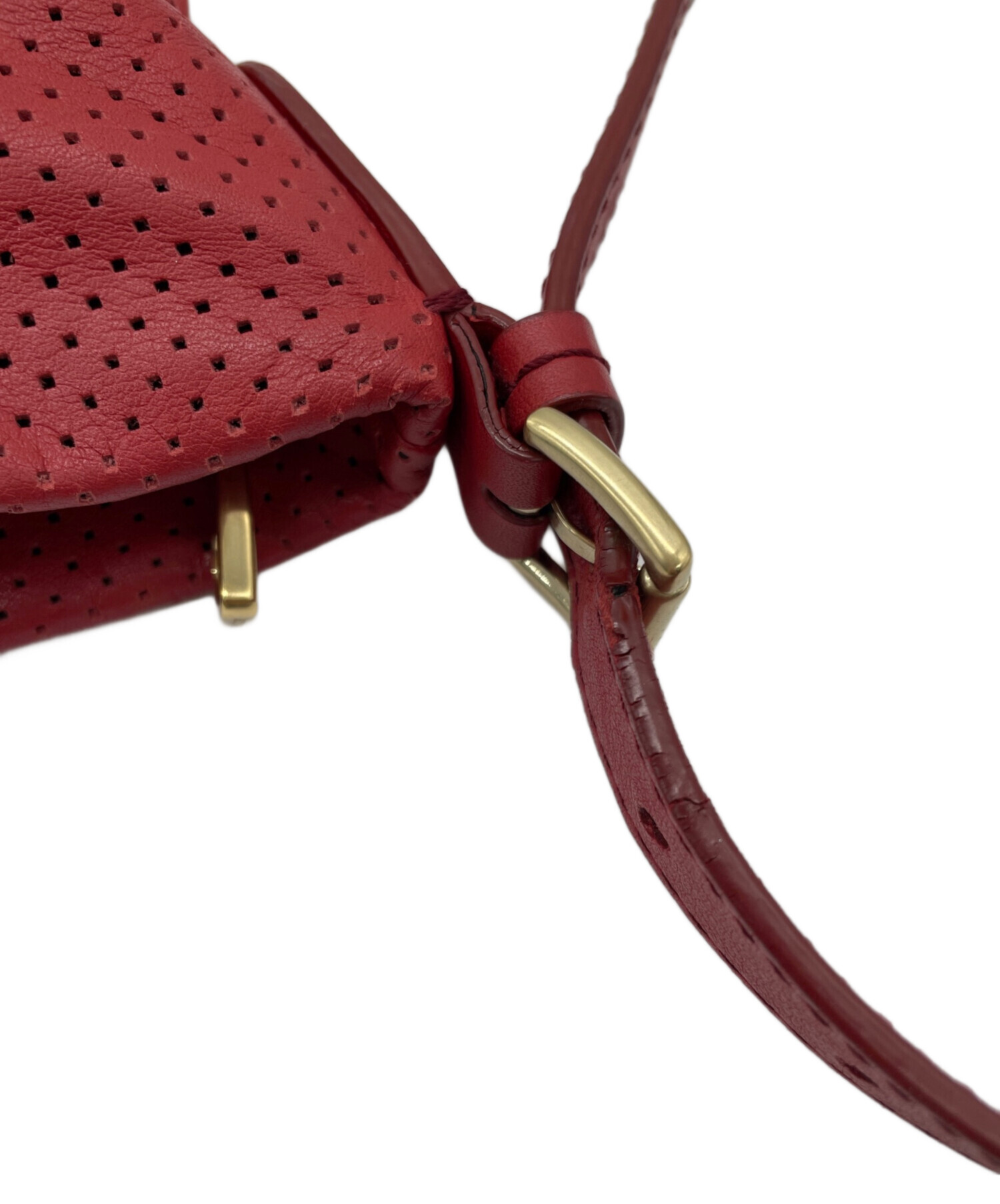 中古・古着通販】BALLY (バリー) パンチングショルダーバッグ レッド