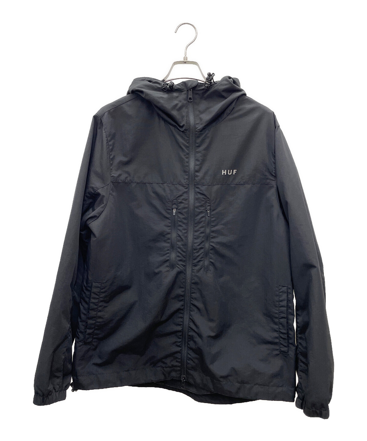 中古・古着通販】HUF (ハフ) ナイロンジャケット ブラック サイズ:L 