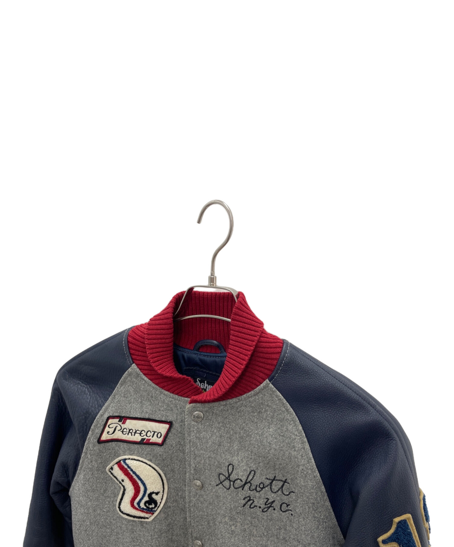 中古・古着通販】Schott (ショット) スタジャン グレー×ネイビー