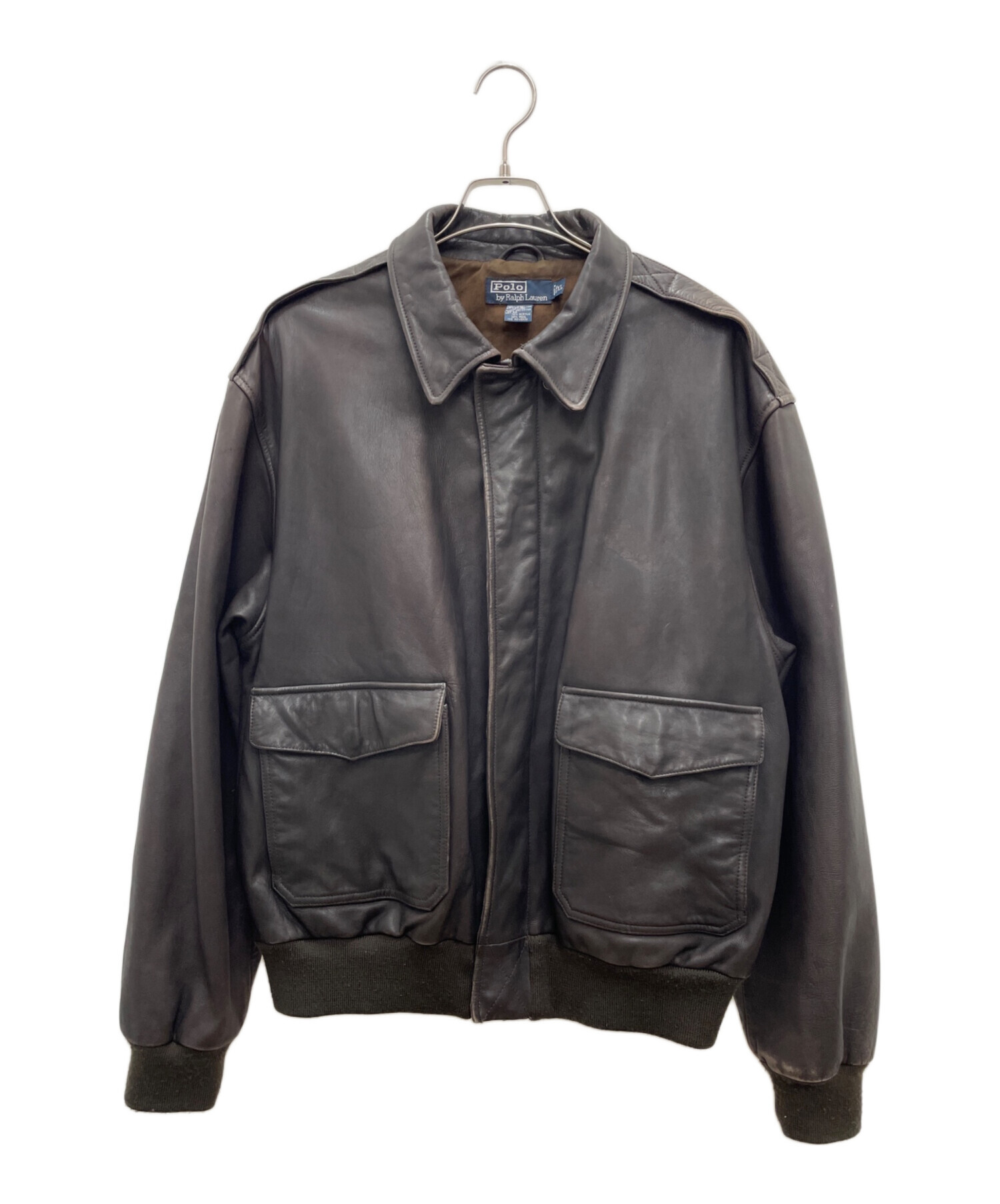 POLO RALPH LAUREN ダークブラウンレザー ジャケット XLサイズ 中古・古着通販】POLO RALPH LAUREN (ポロ・ラルフローレン) レザー