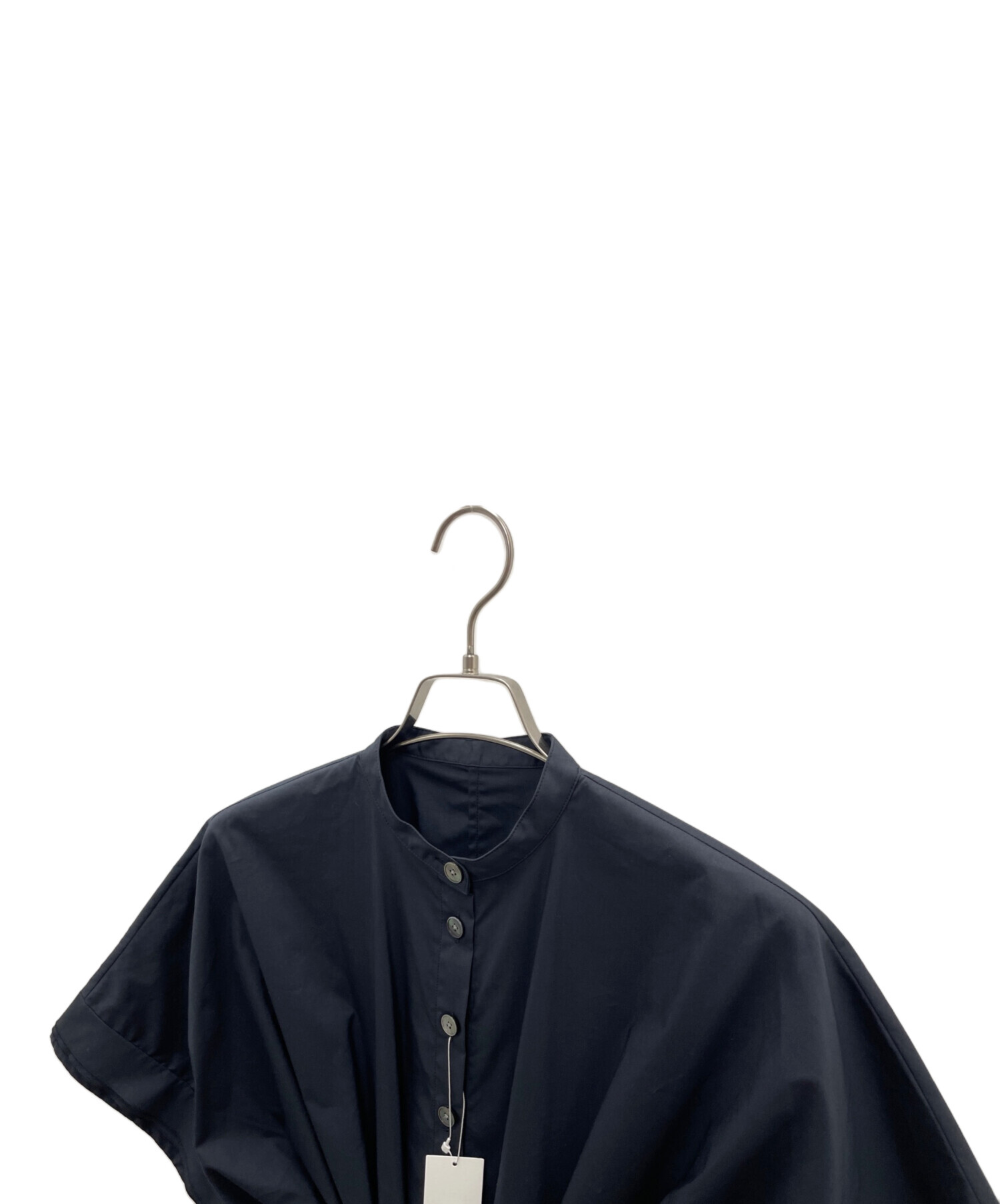 中古・古着通販】#Newans (ハッシュニュアンス) 半袖ブラウス ネイビー 