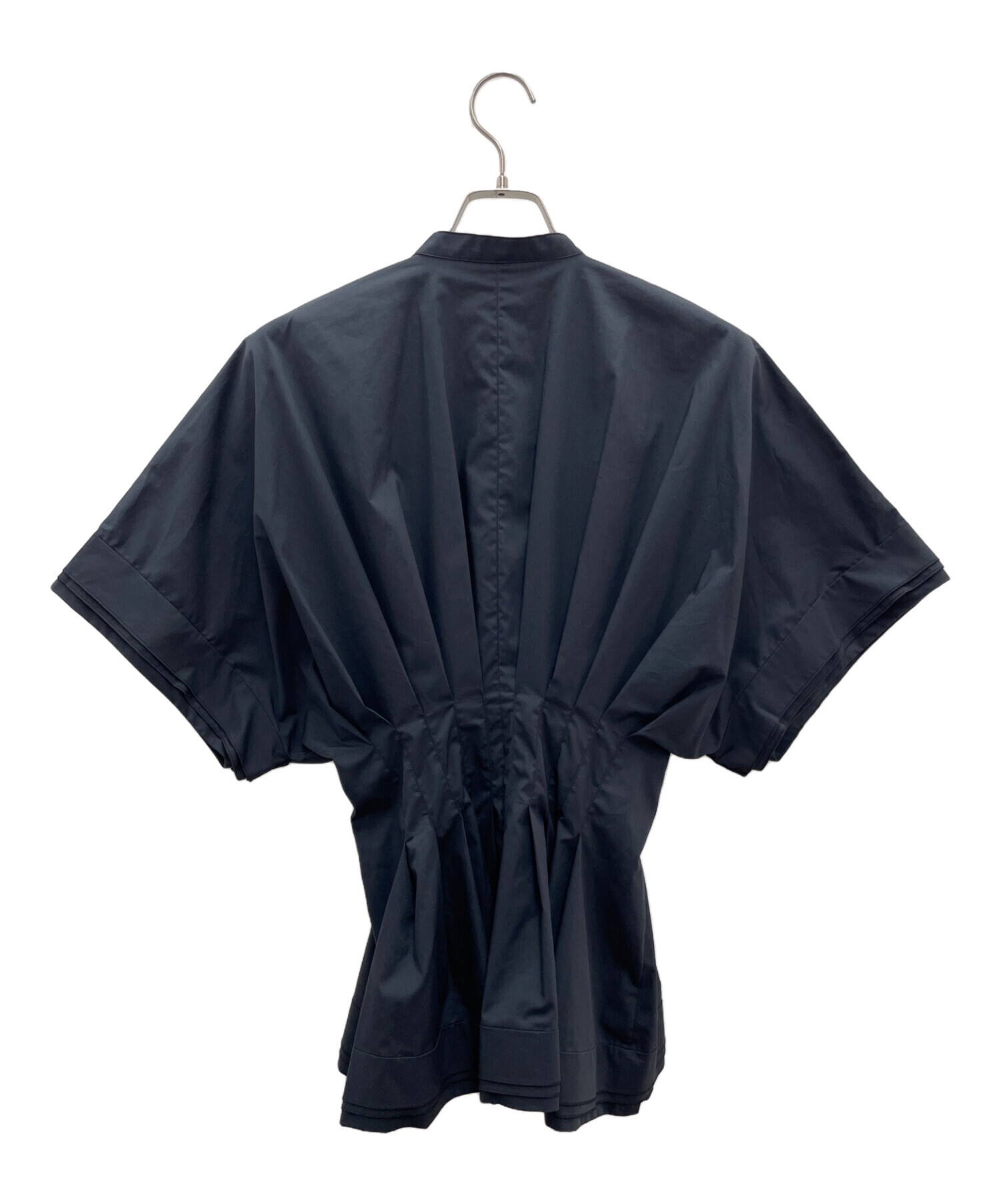 中古・古着通販】#Newans (ハッシュニュアンス) 半袖ブラウス ネイビー 