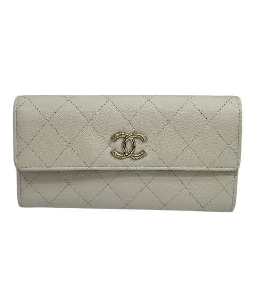 CHANEL ベージュレザー長財布 中古 中古・古着通販】CHANEL (シャネル) 長財布 ベージュ｜ブランド・古着