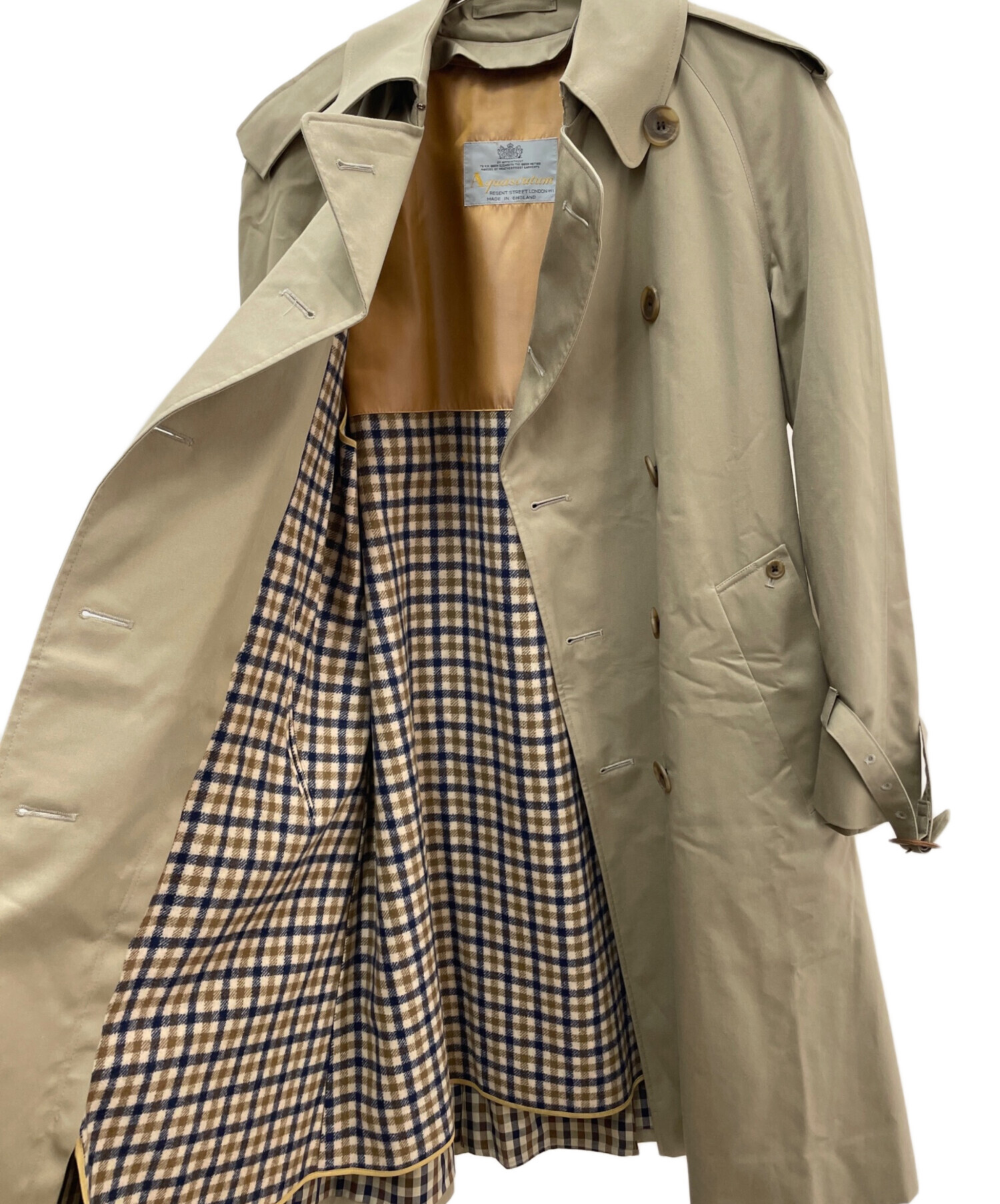 未使用✨　アクアスキュータム　トレンチコート ライナー　グレー　光沢　36 美品】アクアスキュータム トレンチコート ピンクライナー ベルト付