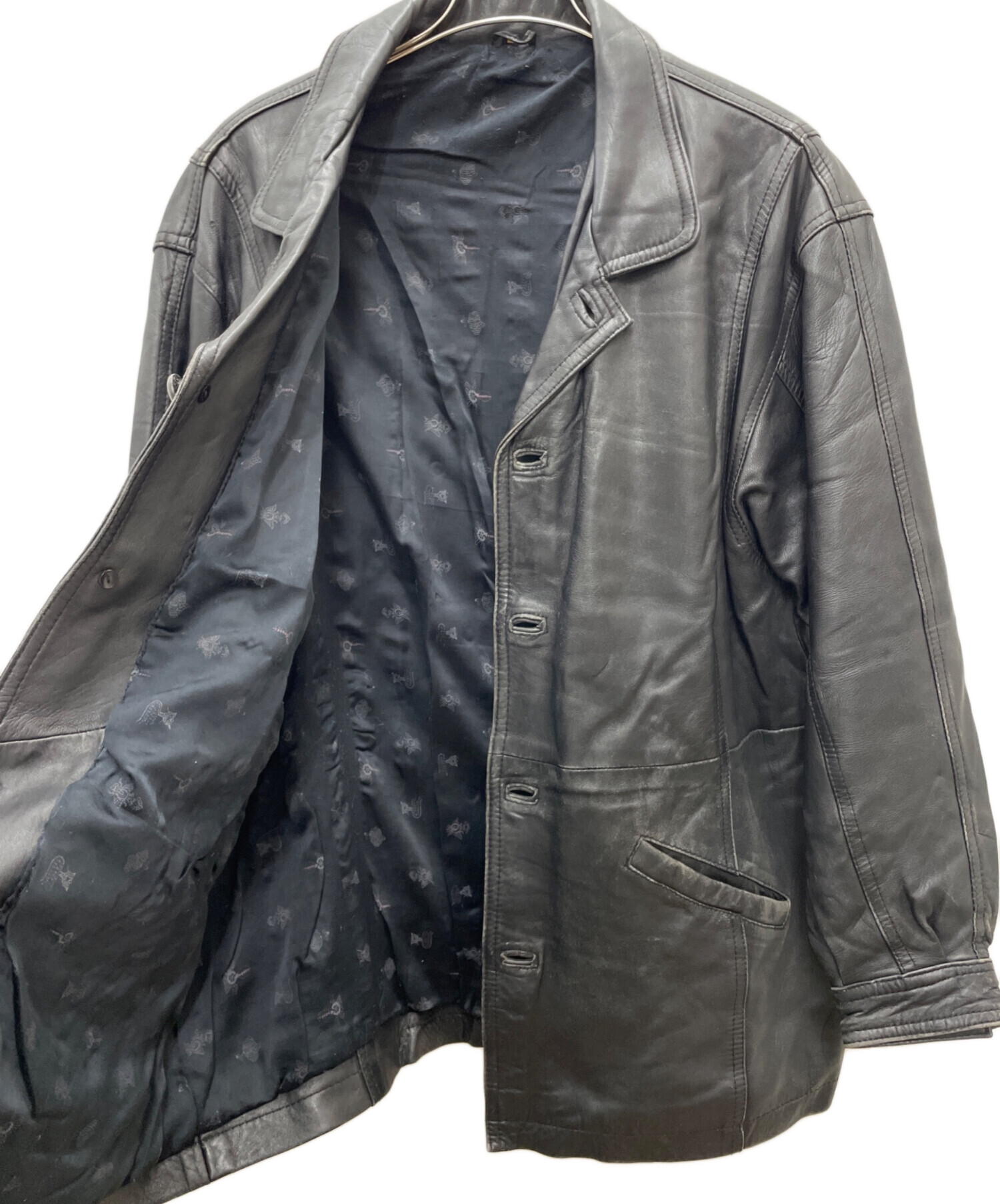 Vintage Leather スエードレザージャケット L ブラック 古着 L.A.LEATHER レザー ジャケット XL ブラック エルエーレザー