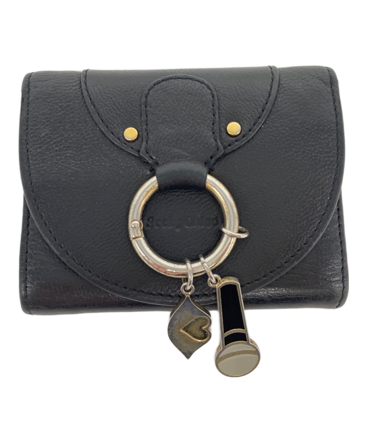 新品　シーバイクロエ　See by Chloé 黒 レザー 三つ折り財布 中古・古着通販】SEE BY CHLOE (シーバイクロエ) 3つ折り財布 ブラック