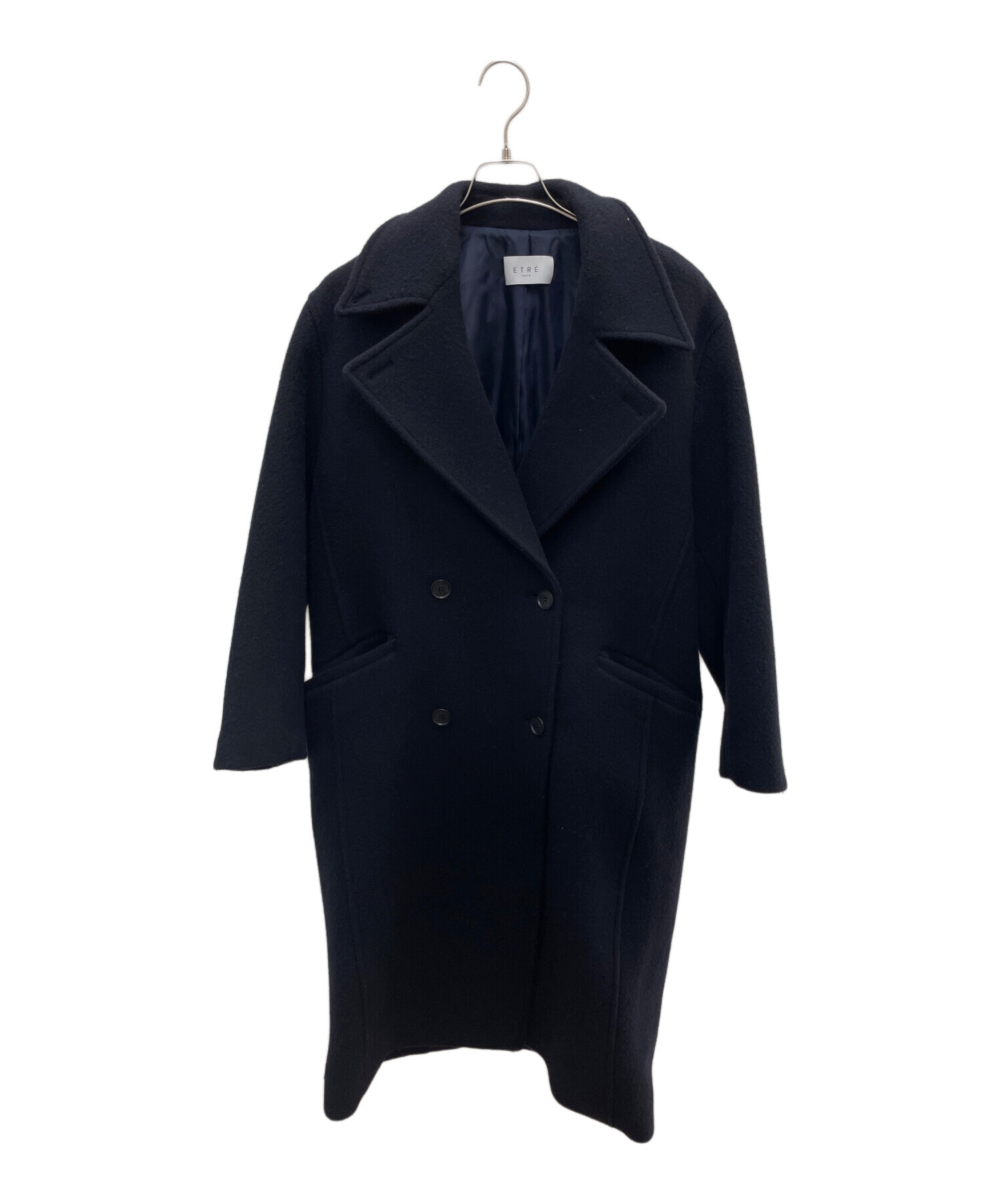 中古・古着通販】ETRE (エトレ) ダブルブレストウールコート ネイビー