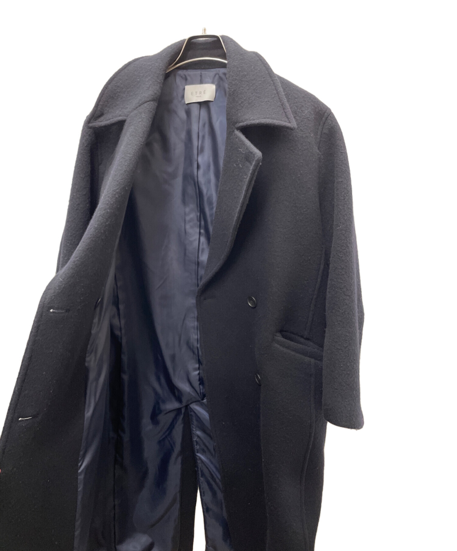 中古・古着通販】ETRE (エトレ) ダブルブレストウールコート ネイビー