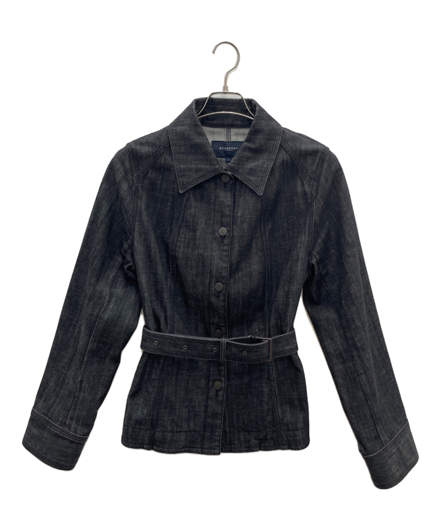BurberryLondon デニム　ライダースジャケット　黒　38サイズ　M② 中古・古着通販】BURBERRY LONDON (バーバリーロンドン) ベルト付