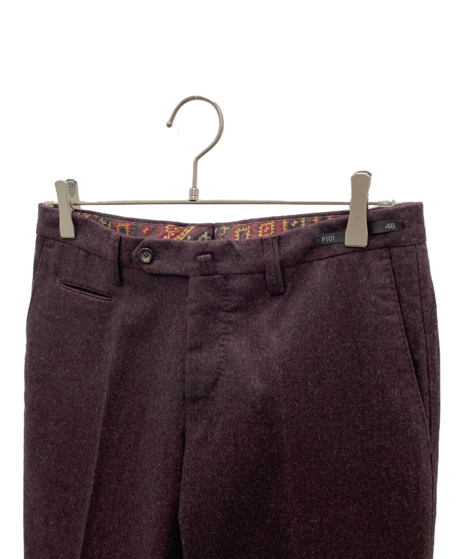 定価5万 新品 未使用タグ有 PT01 ピーティーゼロウーノ ウールパンツ 50 中古・古着通販】PT01 (ピーティーゼロウーノ) パンツ ブラウン サイズ