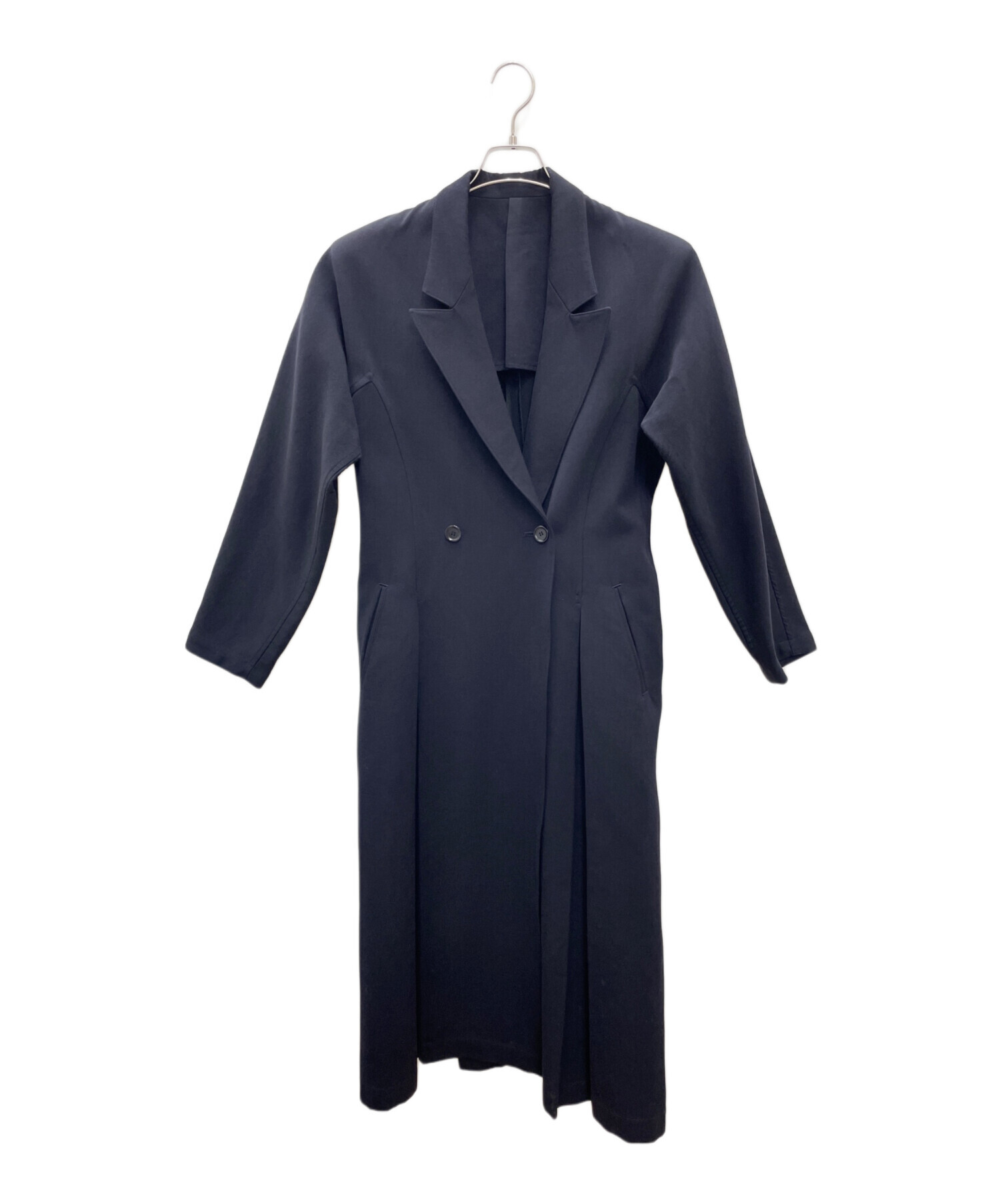 未使用タグ付！y's ワイズ テンセル ロングコート 中古・古着通販】Y's (ワイズ) ロングコート ネイビー サイズ:Free