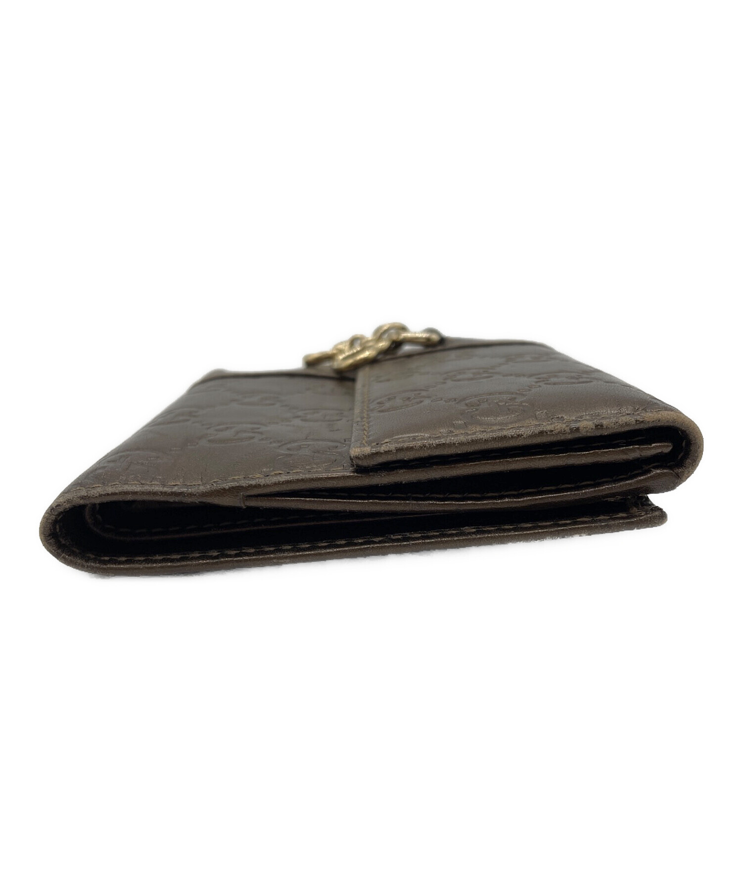 中古・古着通販】GUCCI (グッチ) 2つ折り財布 ブラウン｜ブランド