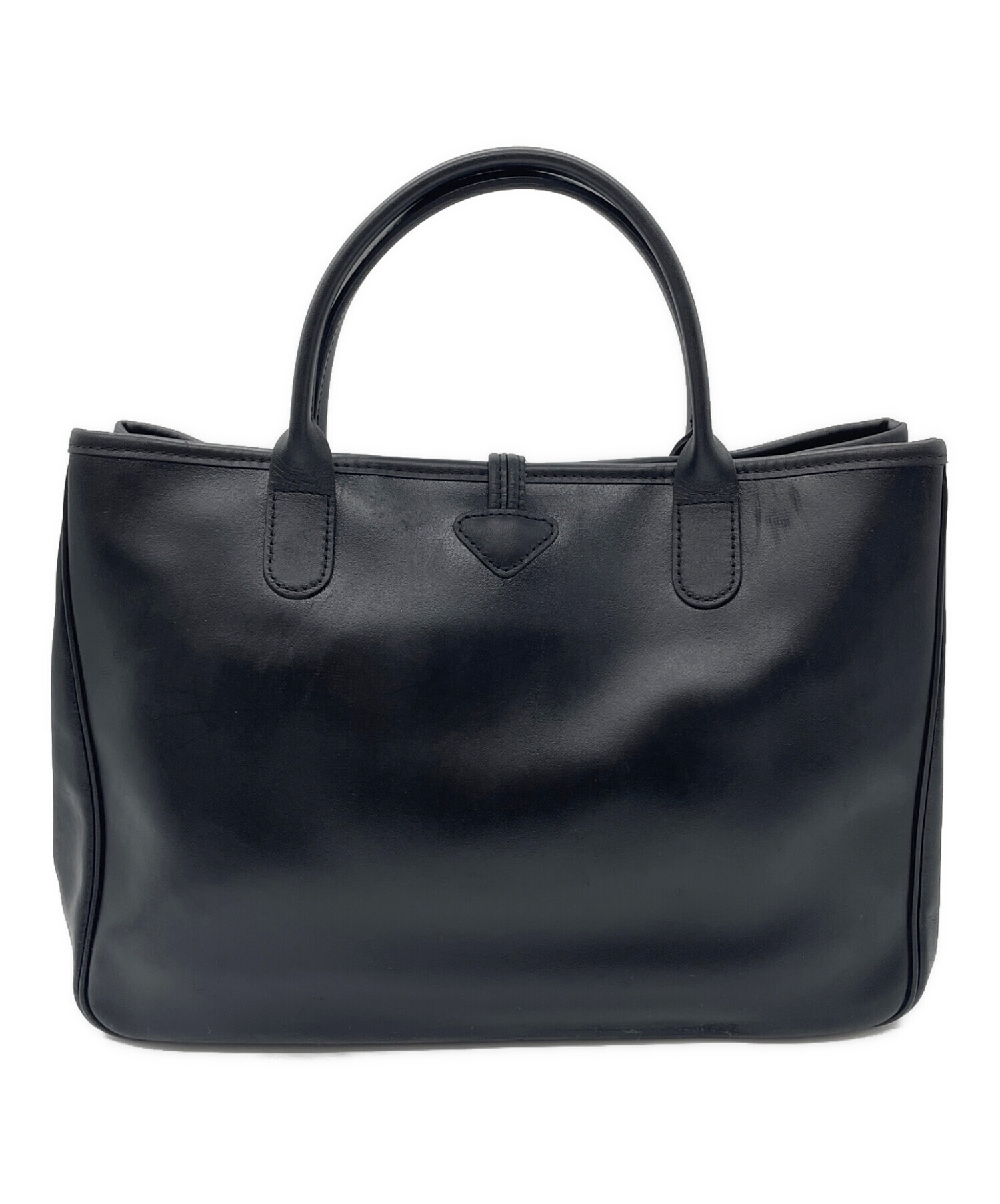 中古・古着通販】LONGCHAMP (ロンシャン) レザートートバッグ ブラック