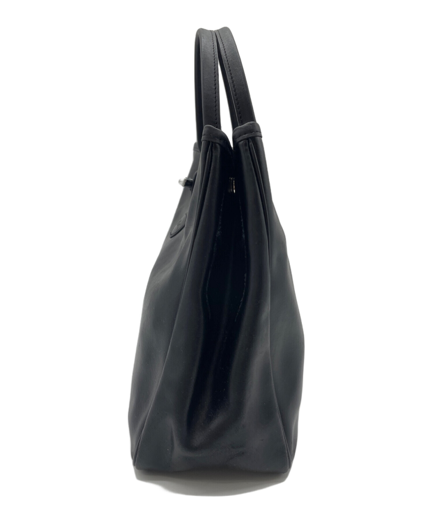 中古・古着通販】LONGCHAMP (ロンシャン) レザートートバッグ ブラック
