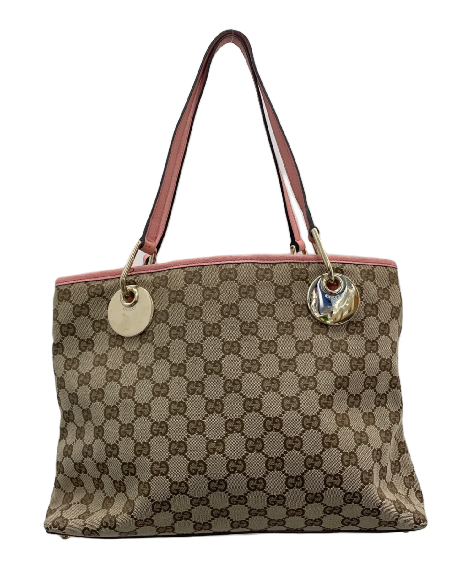 中古・古着通販】GUCCI (グッチ) トートバッグ ベージュ×ピンク 