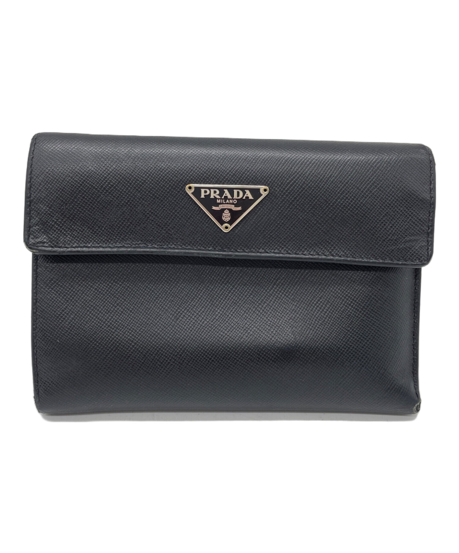 中古・古着通販】PRADA (プラダ) 2つ折り財布 ブラック｜ブランド