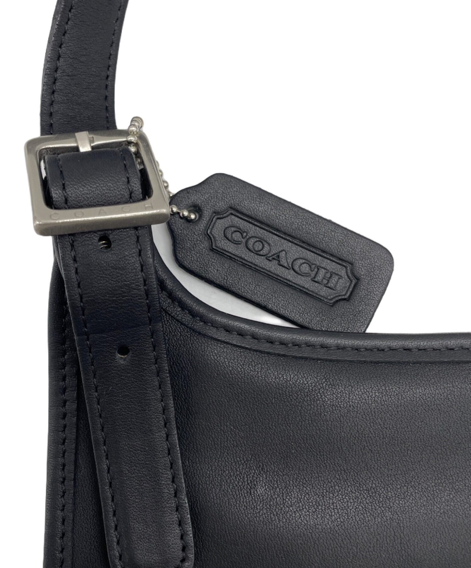 中古・古着通販】COACH (コーチ) レザーショルダーバッグ ブラック
