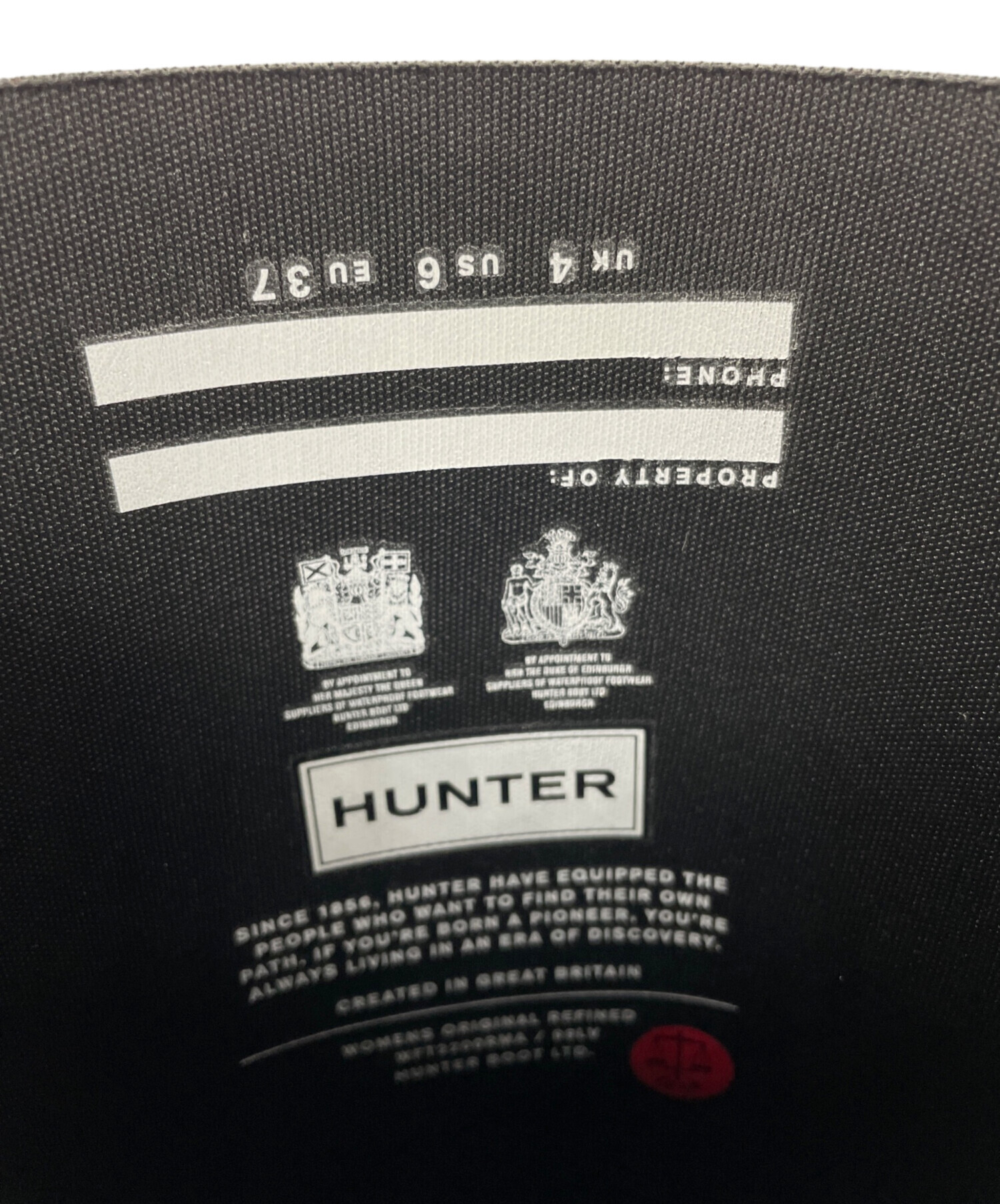 HUNTER ネイビー　サイズUS10 サイズガイド