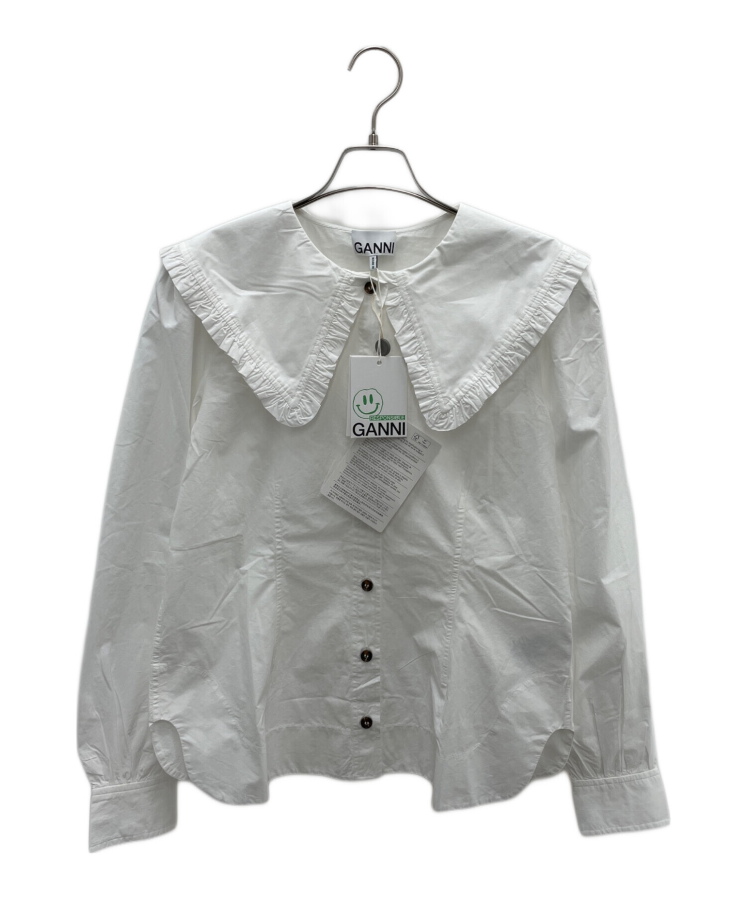 【中古】ガニー GANNI レーヨン カシュクール ブラウス ベージュ【サイズ36】【レディース】 中古・古着通販】Ganni (ガニー) チャンキーヒールスリングバック