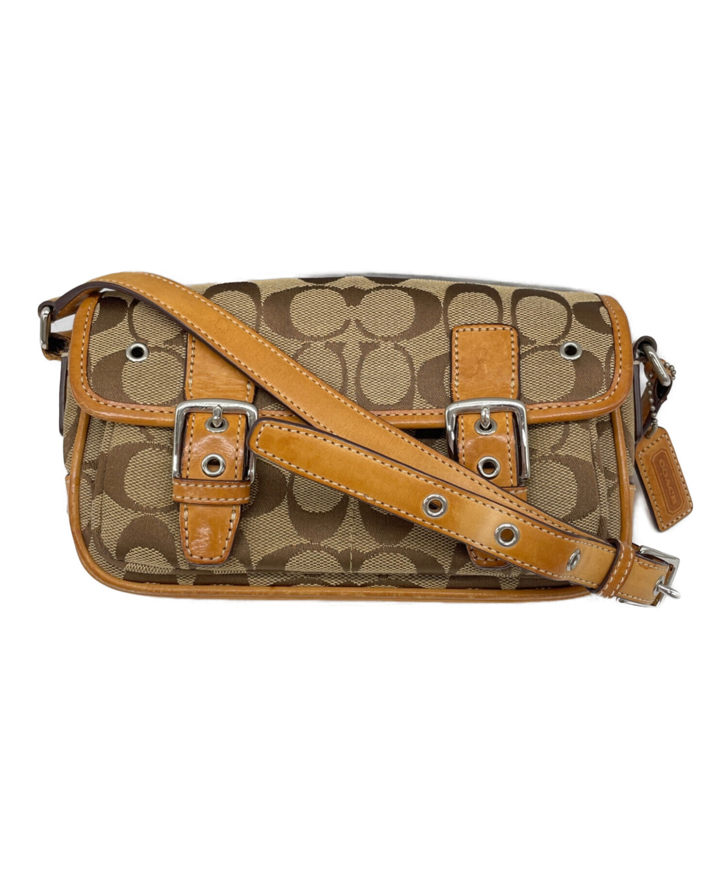 大値下げ‼️COACH ショルダーバッグ ブラウン/ベージュ 中古・古着通販】COACH (コーチ) ショルダーバッグ ベージュ×ブラウン
