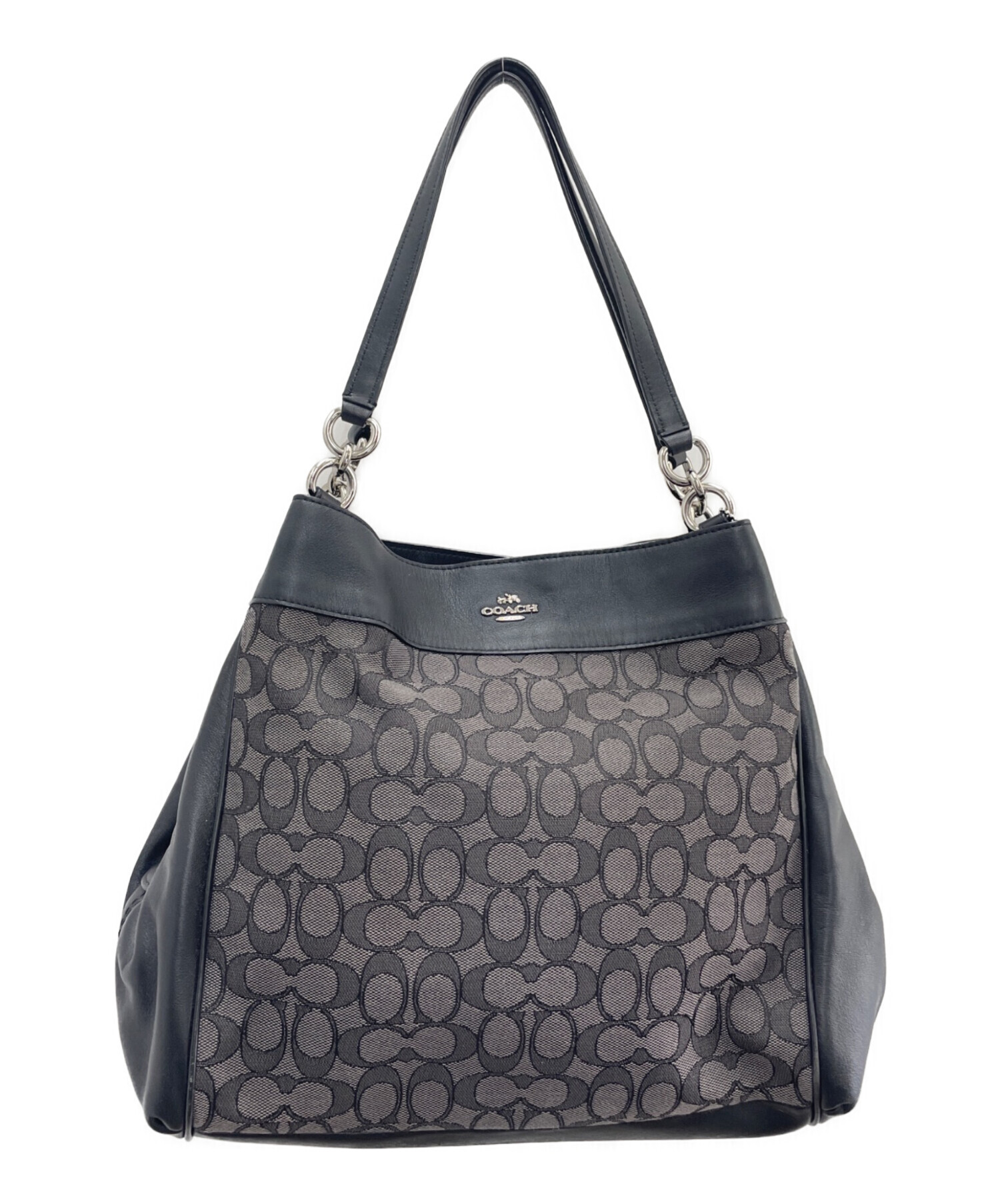 中古・古着通販】COACH (コーチ) ショルダーバッグ グレー×ブラック 