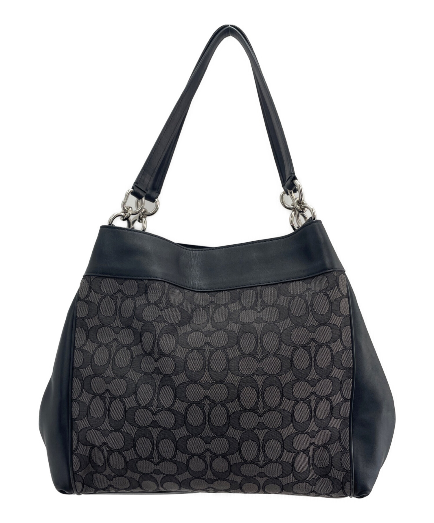 Coach ショルダーバッグ グレー ブラック 中古・古着通販】COACH (コーチ) ショルダーバッグ グレー×ブラック
