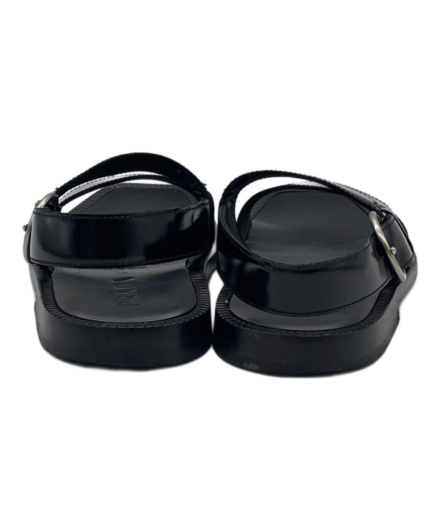 中古・古着通販】PRADA (プラダ) レザーサンダル ブラック サイズ:7 1