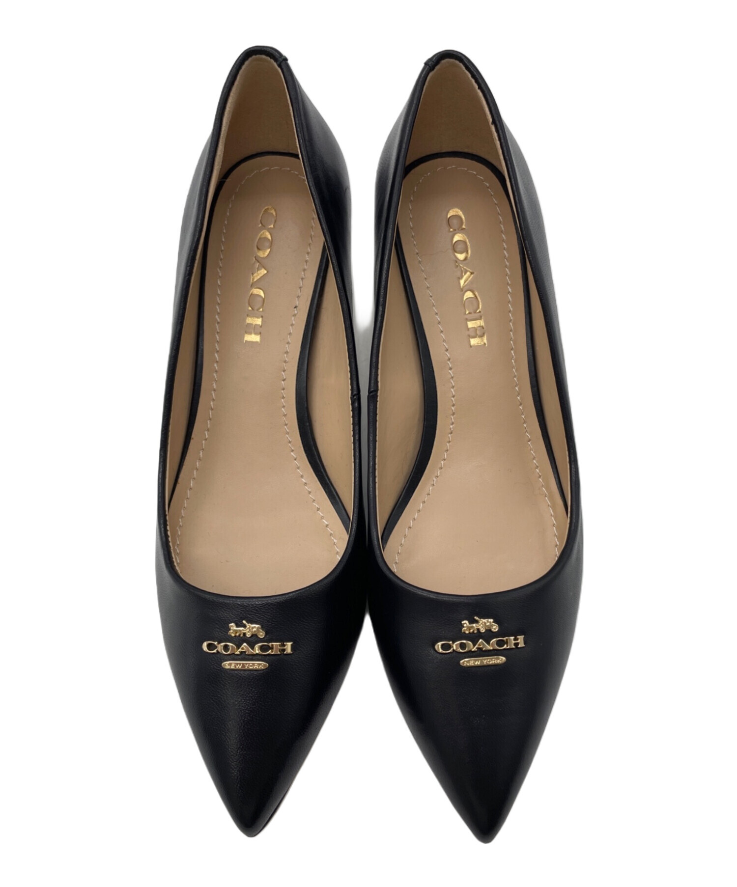 COACH コーチ ブラック レザーパンプス ヒール 中古・古着通販】COACH (コーチ) パンプス ブラック サイズ:23