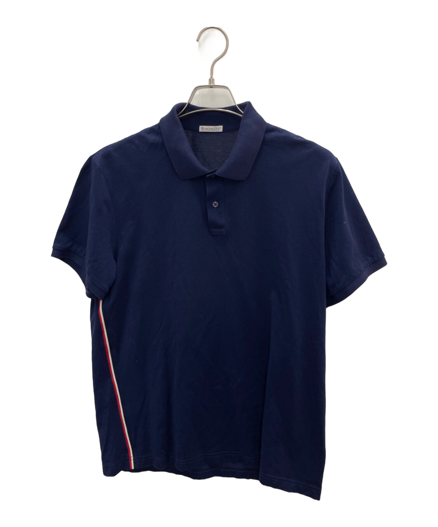 MONCLER ポロシャツ ネイビー サイズM 中古・古着通販】MONCLER (モンクレール) サイドラインポロシャツ