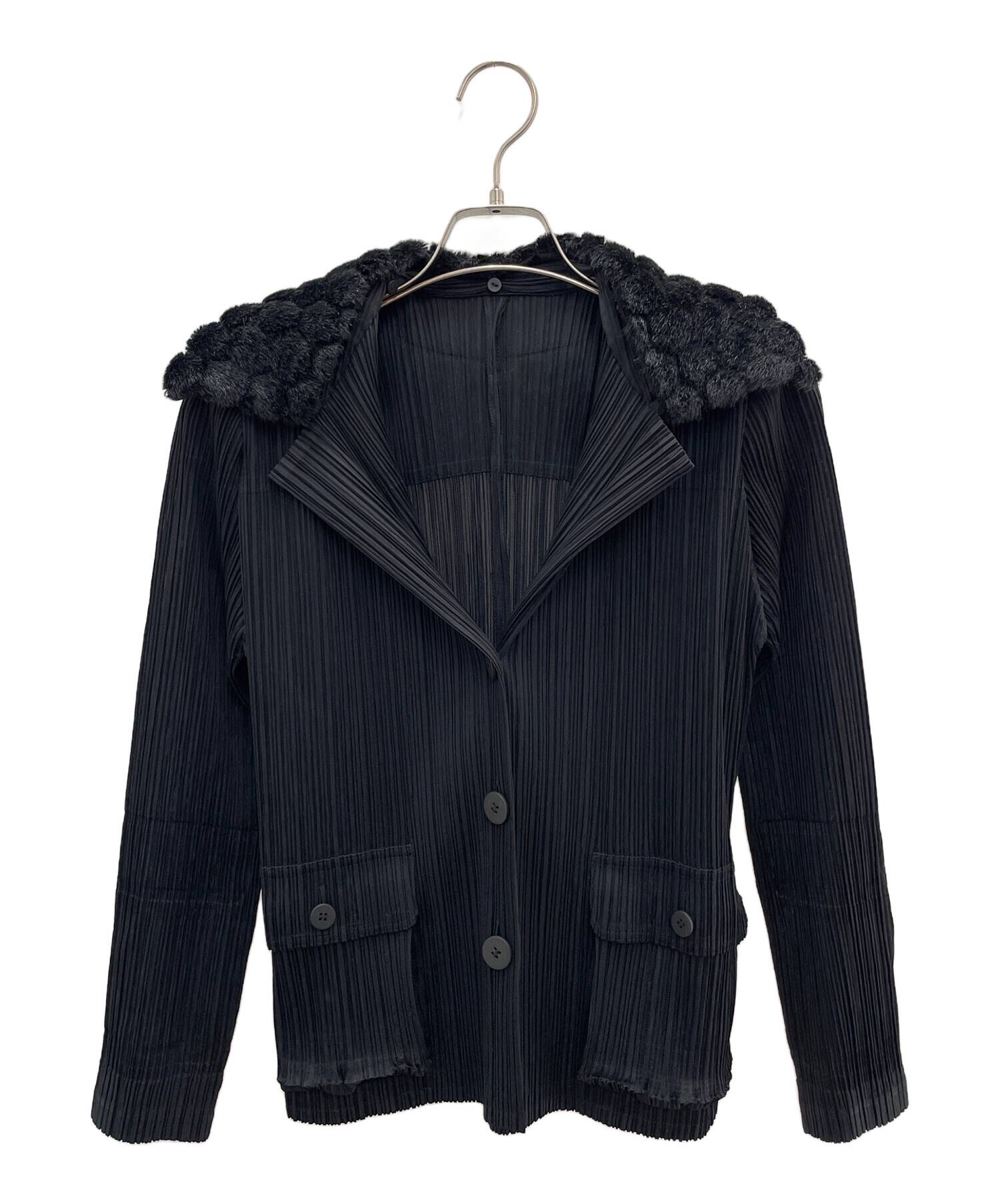 PLEATS PLEASE ファー付き プリーツ ジャケット 中古・古着通販】PLEATS PLEASE (プリーツプリーズ) プリーツ
