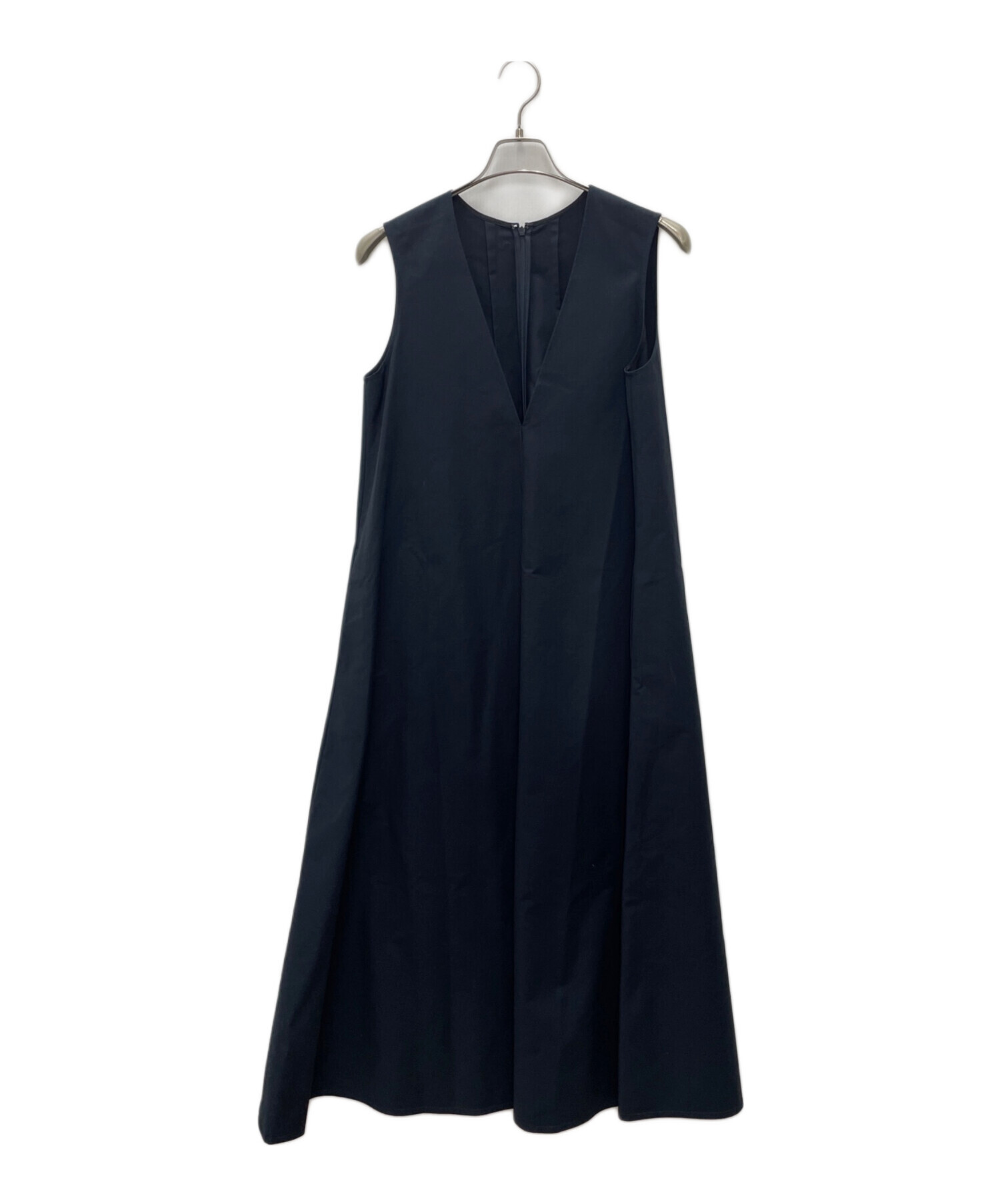 【美品】LOHEN ローヘン ノースリーブ Aラインワンピース ネイビー 38 中古・古着通販】LOHEN (ローヘン) VネックノースリーブAライン